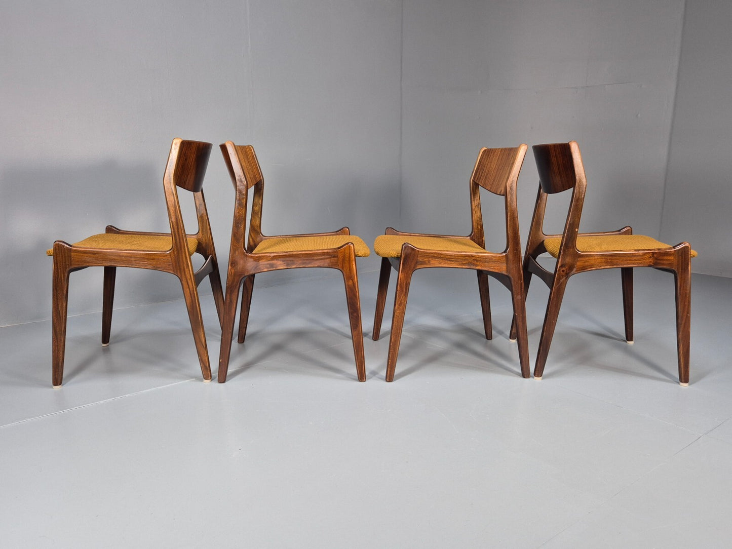 4 Vintage Danish Farso Stolefabrik Walnut Orange 19060s MCM EB9537 MDIN - UKDK FURNITURE