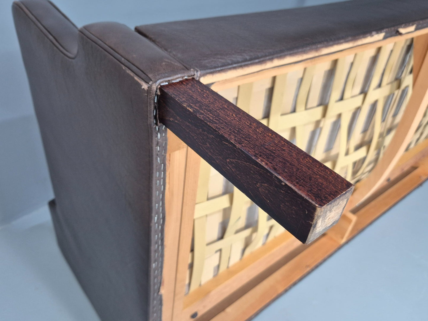 Midcentury Two Seater Sofa Brown Leather Vintage Danish 1970s Retro EB10101 M2SS9