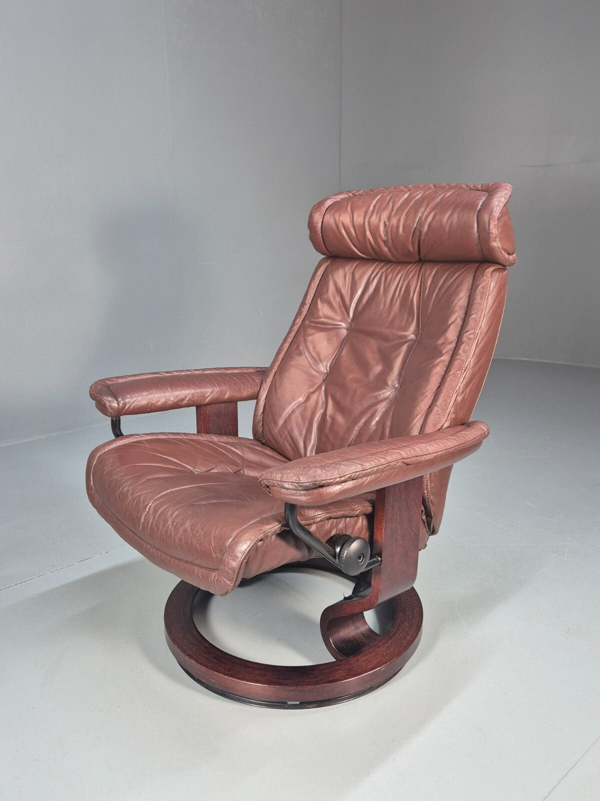 Brown Leather Ekorness Stressless Swivel Reclining Chair Vintage EB9279 MSWI - UKDK FURNITURE