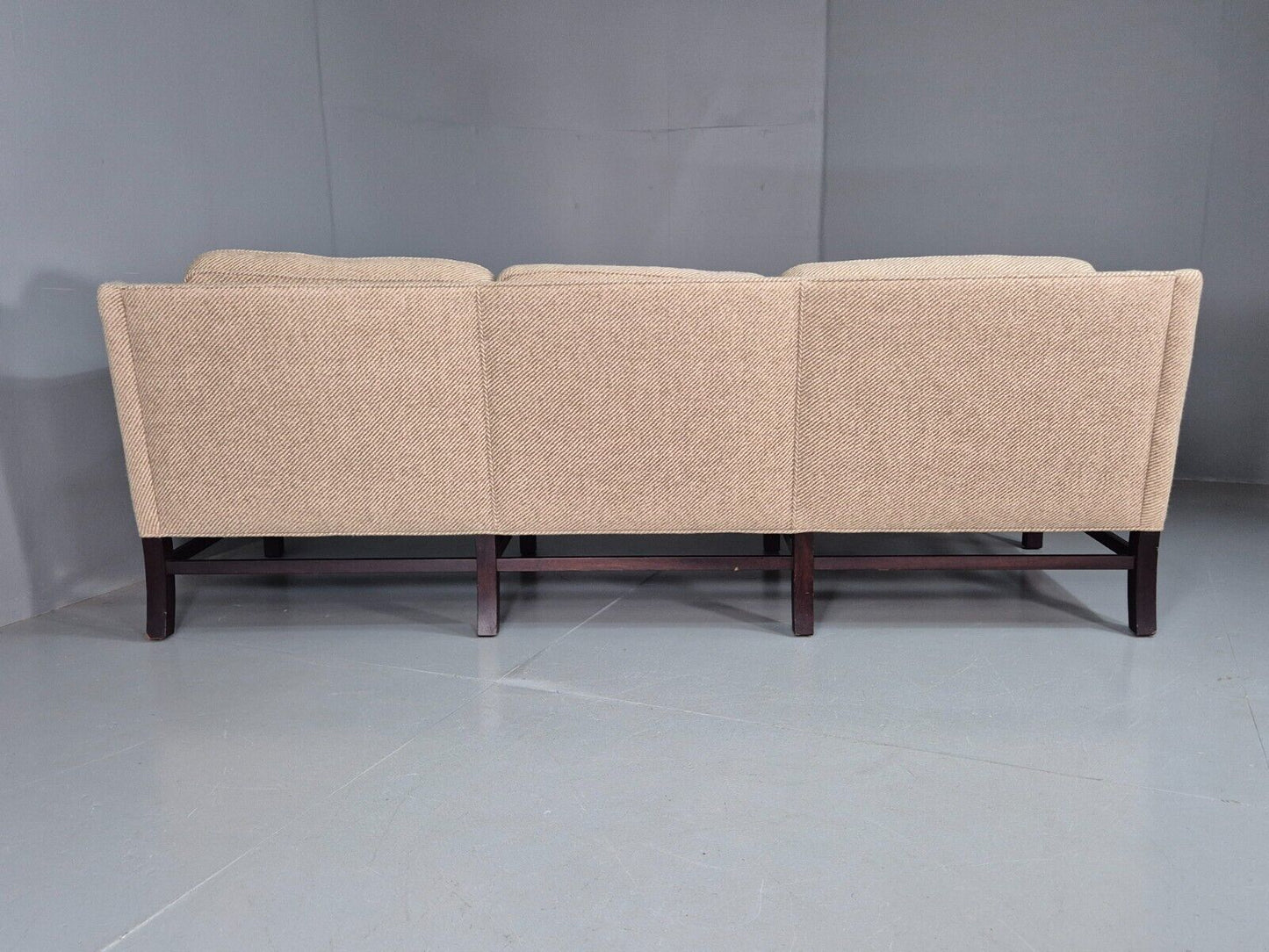Vintage Danish 3 Seat Sofa Beige Wool Legged Frame 1980s Retro MCM EB7792 M3SS - UKDK FURNITURE