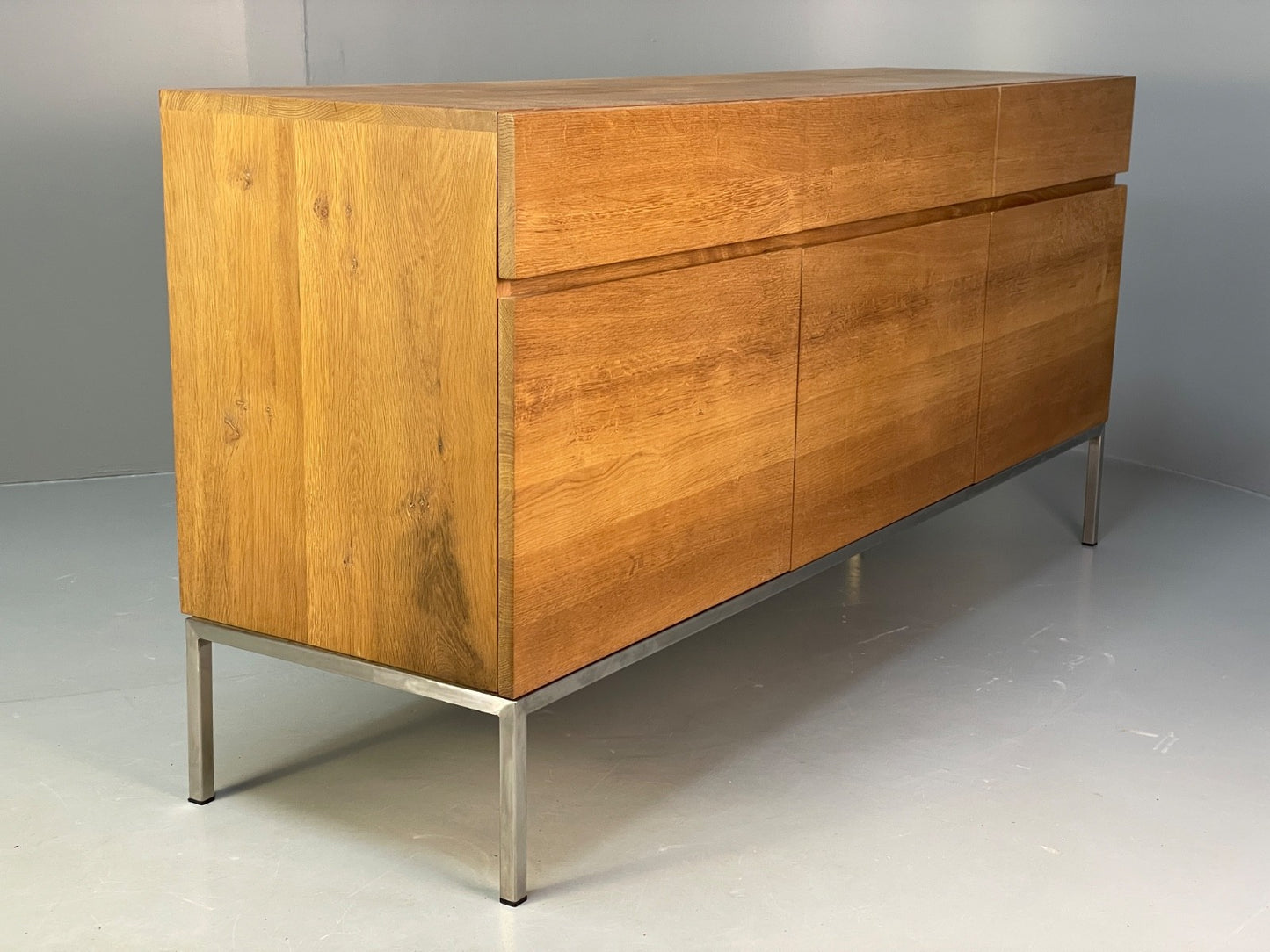 Modern Solid Oak Sideboard Ligna By Ethnicraft Steel Base EB9836 MWOO - UKDK FURNITURE