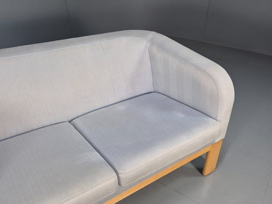 Vintage Swedish 2 Seat Sofa Blue wool Oak 1980s Curved Form Retro Eb7762 M2SS - UKDK FURNITURE