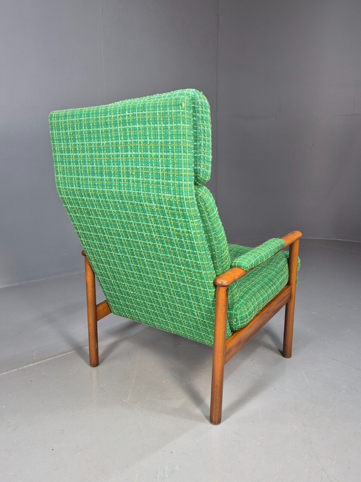 Vintage Danish Lounge Chair Green Wool Beech Frame Retro 1960s MCM EB8502 MNOR - UKDK FURNITURE