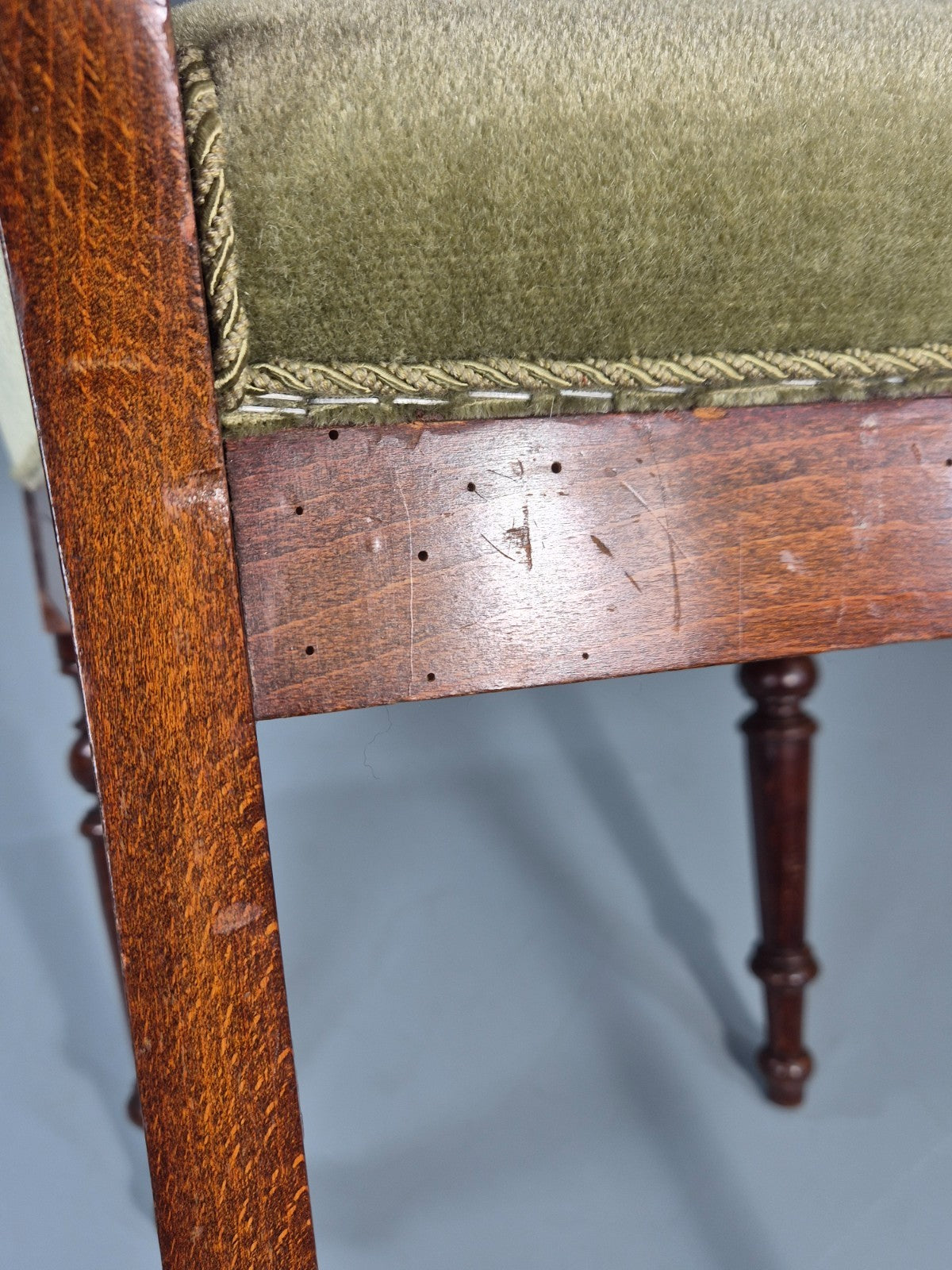 Antique Danish Dining Chair Mahogany Frame 1850s Green Velour EB11321 VDIN14