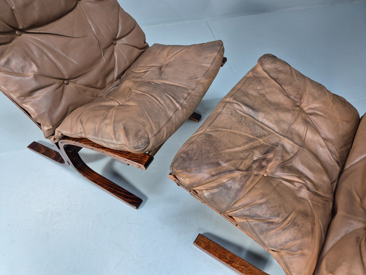 Vintage Brown Leather Bentwood Siesta Chairs Westnofa Ingmar Relling EB9324 MBEN - UKDK FURNITURE