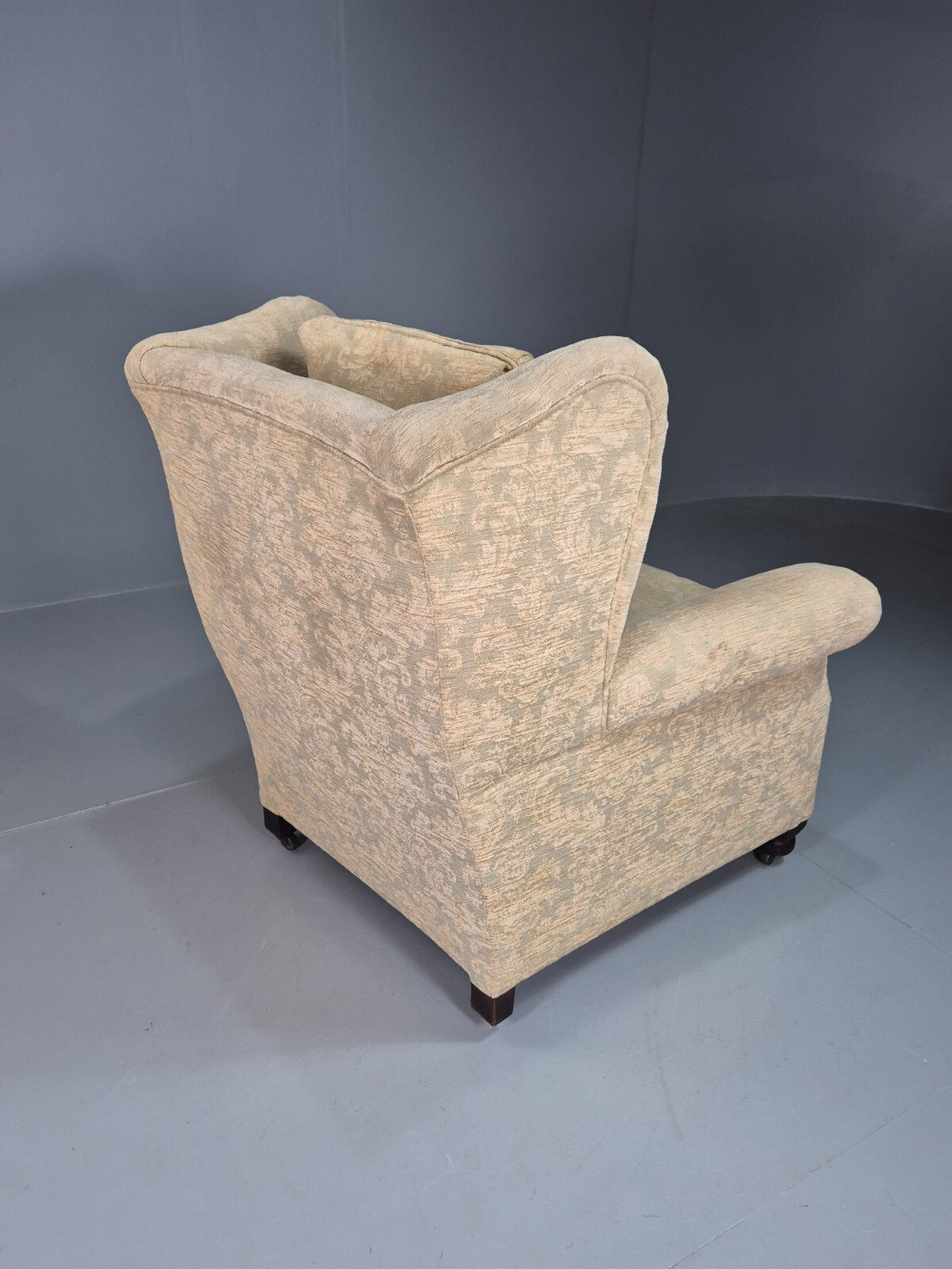 Vintage Wing Back Lounge Chair Floral Damask Edwardian Antique EB7787 MNOR - UKDK FURNITURE