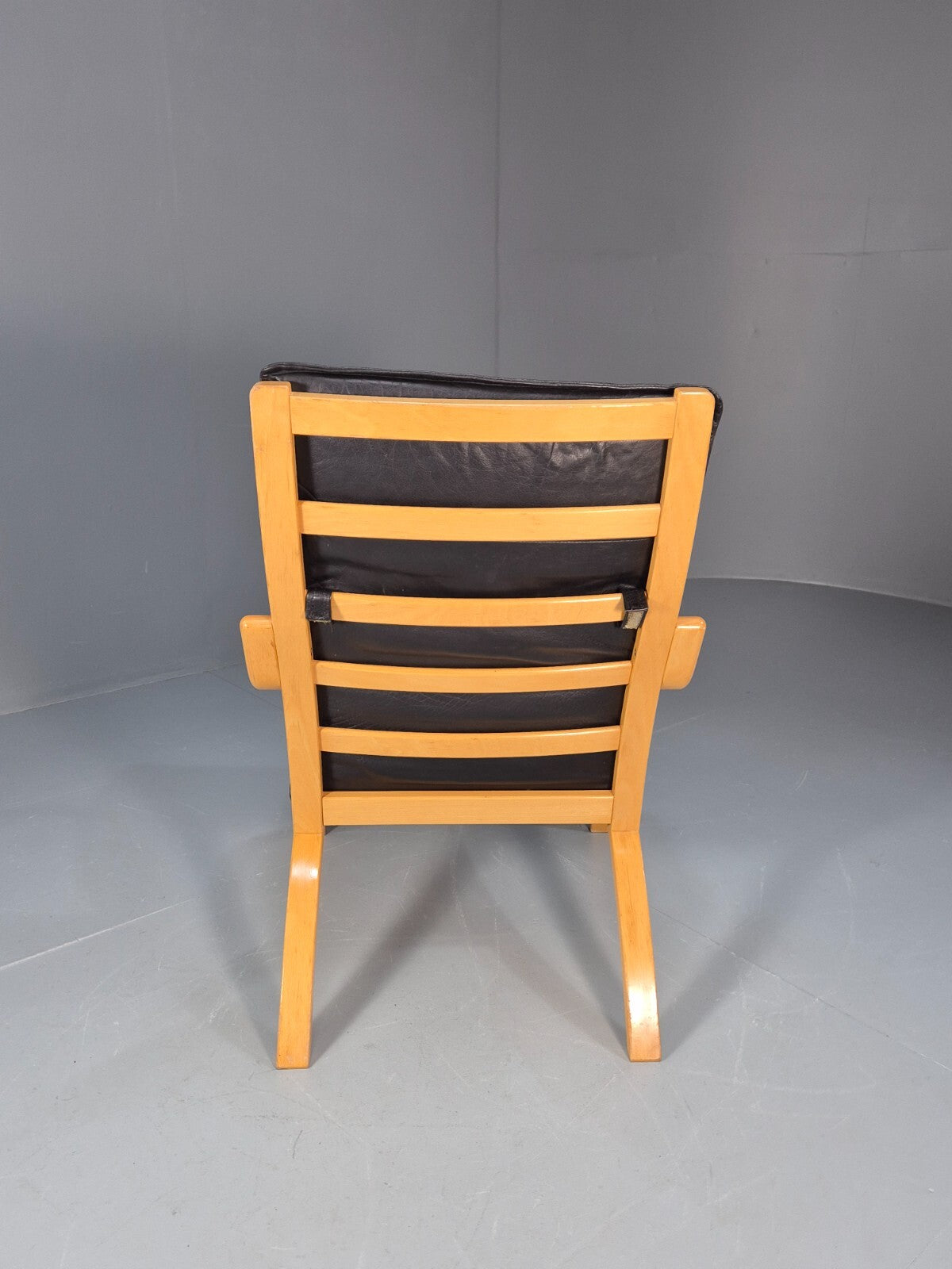 Vintage Stouby Black Leather Bentwood Armchair Retro Danish EB9297 MBEN - UKDK FURNITURE