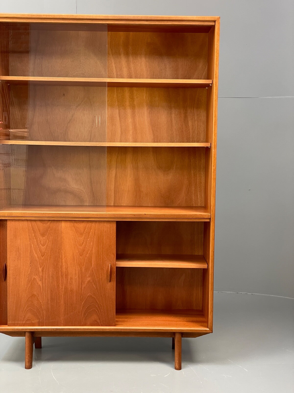 Vintage Teak Bookcase Retro 1960s Glazed Unit By Gibbs Furniture EB9776 MWOO - UKDK FURNITURE