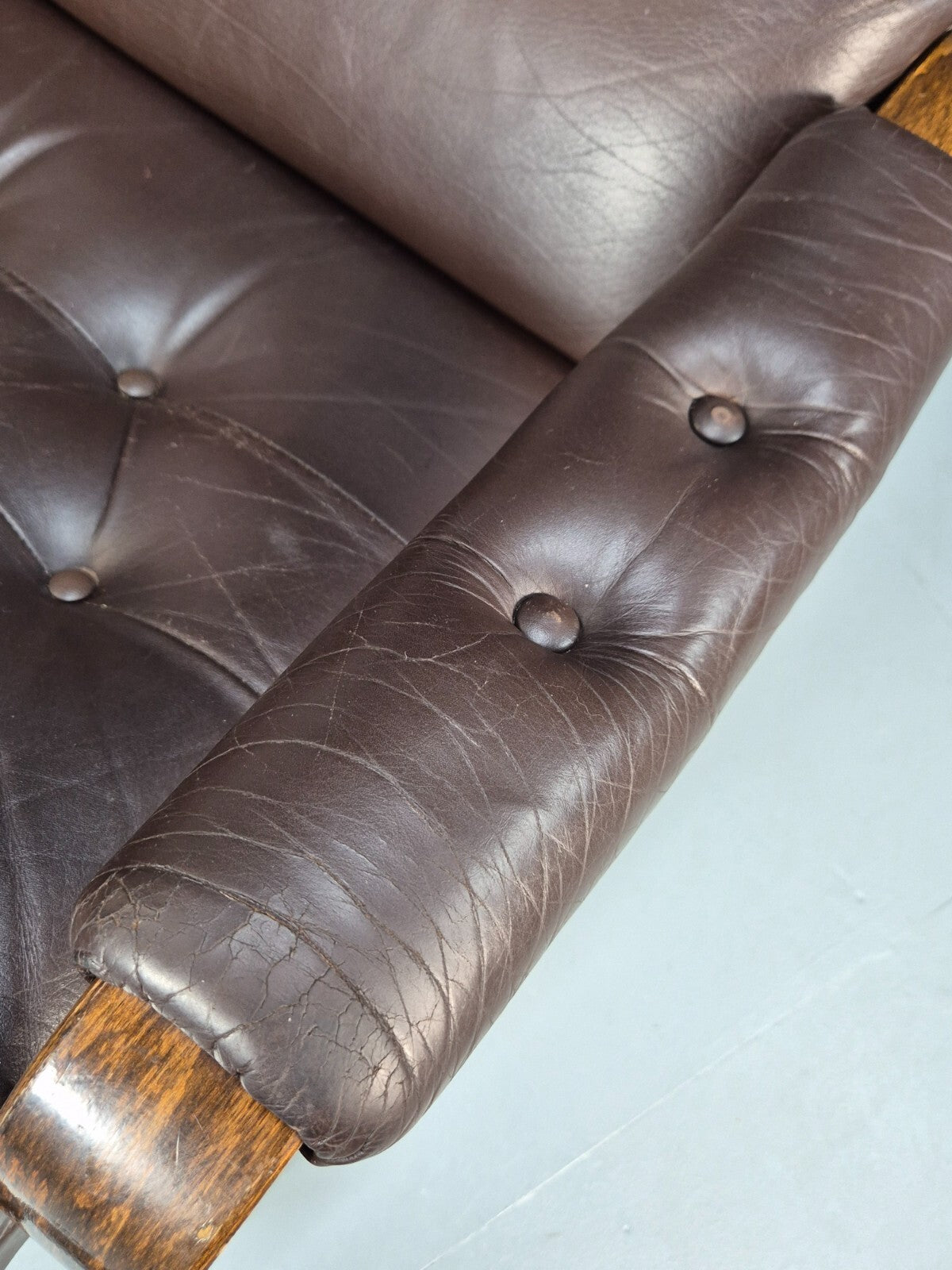 Vintage Danish Brown Leather and Vinyl Chair Bentwood Retro MCM EB9280 MNOR - UKDK FURNITURE