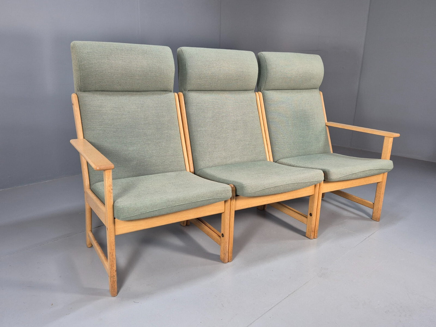 Green Wool and Oak Vintage Danish Sofa 1970s Modern Design Retro EB9263 M3SS - UKDK FURNITURE