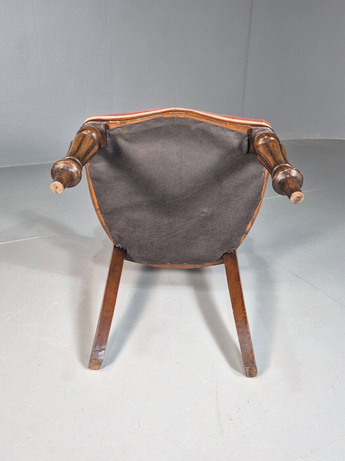 Vintage Elbow Chair Pink Velour Mahogany Frame Balloon Back Antique EB7861 VCAR - UKDK FURNITURE