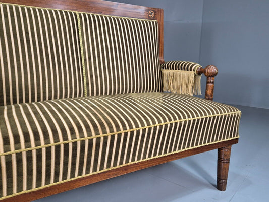 Vintage Danish 2 Seat Sofa Green Corduroy Empire Style Antique EB7587 V2SS - UKDK FURNITURE