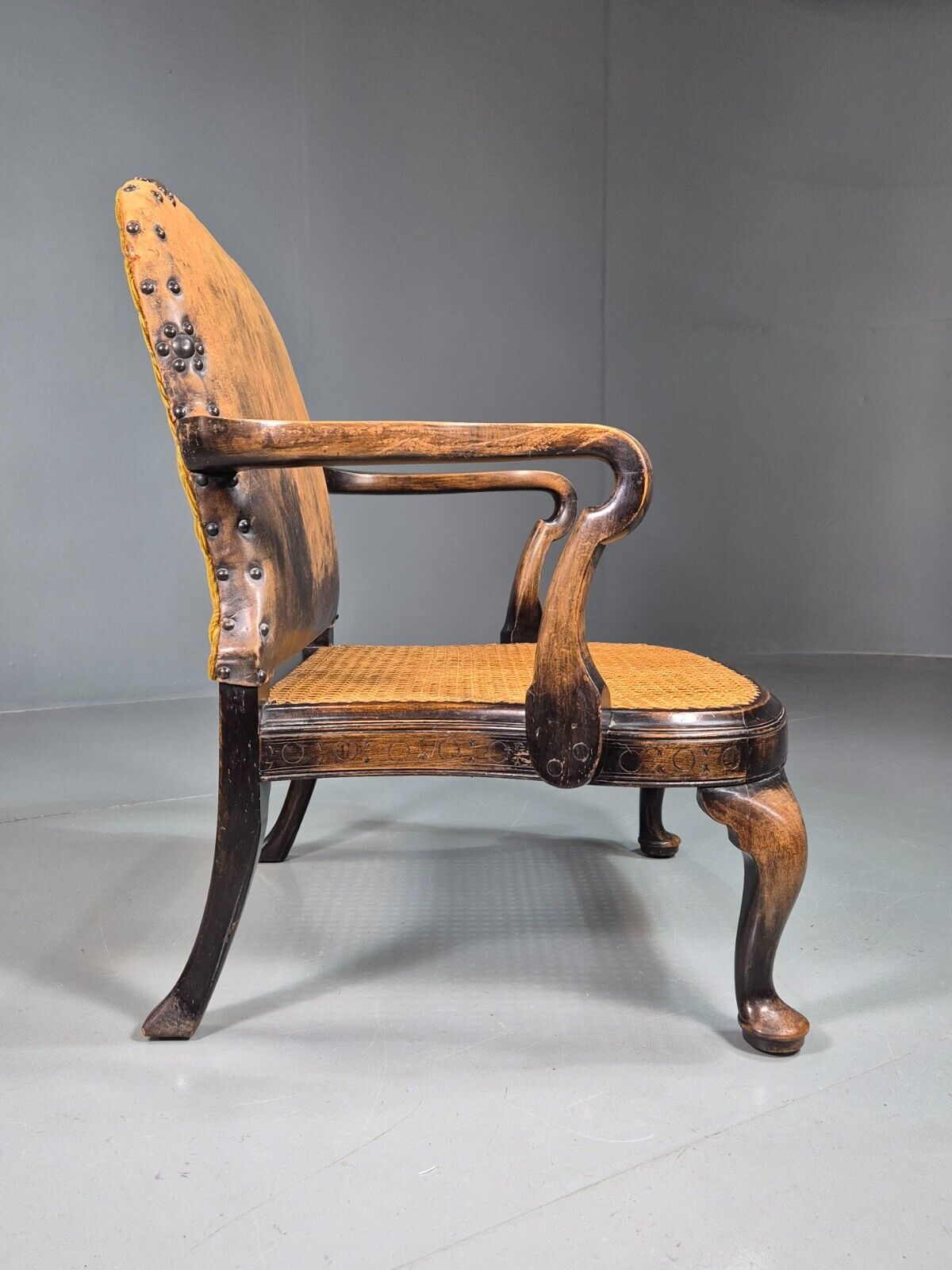 Vintage Lounge Chair Beech Frame Bergere Seat Antique Early 20th EB7640 VCLO - UKDK FURNITURE