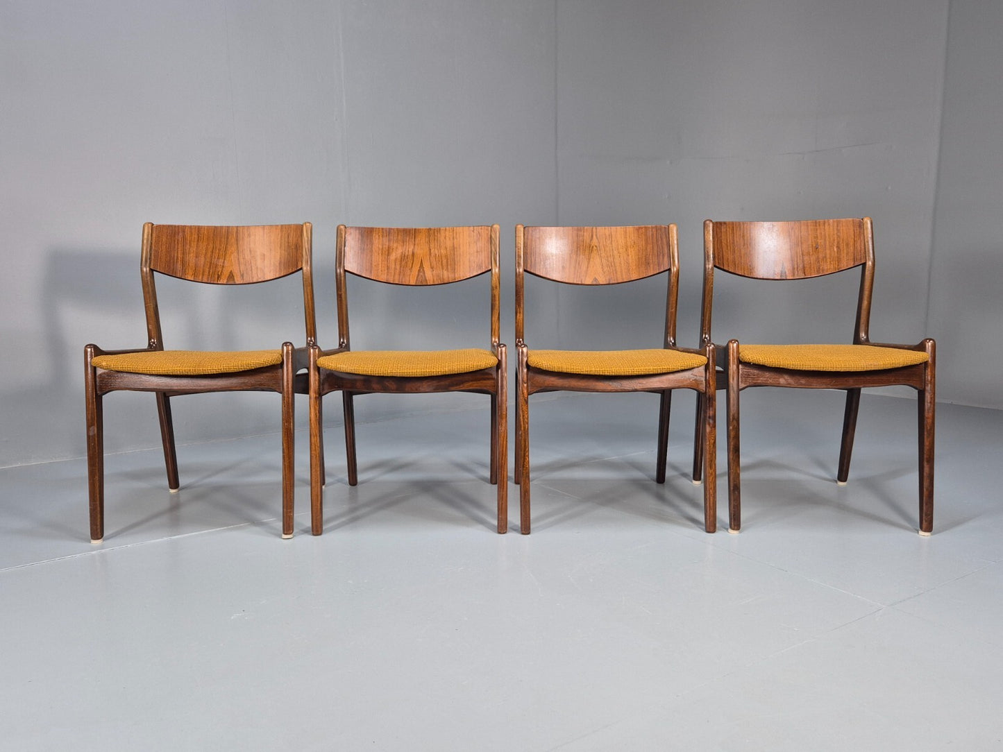 4 Vintage Danish Farso Stolefabrik Walnut Orange 19060s MCM EB9537 MDIN - UKDK FURNITURE