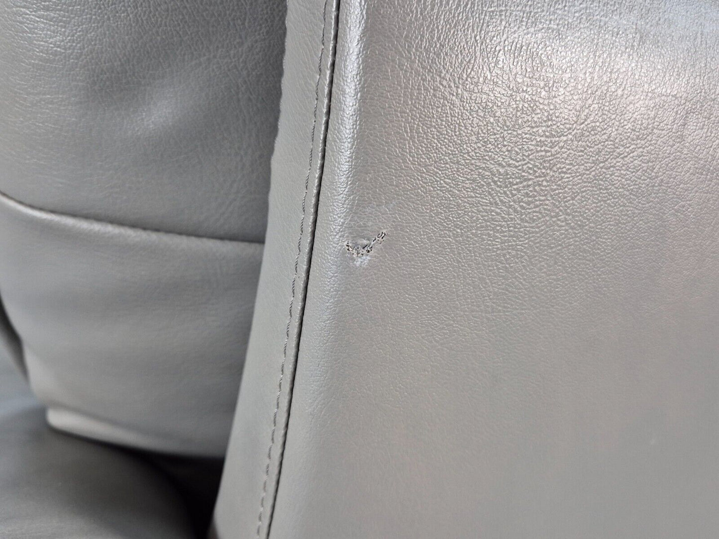 Vintage Danish 3 Seat Sofa Grey Leather and Vinyl 1980s Retro EB8596 M3SS - UKDK FURNITURE