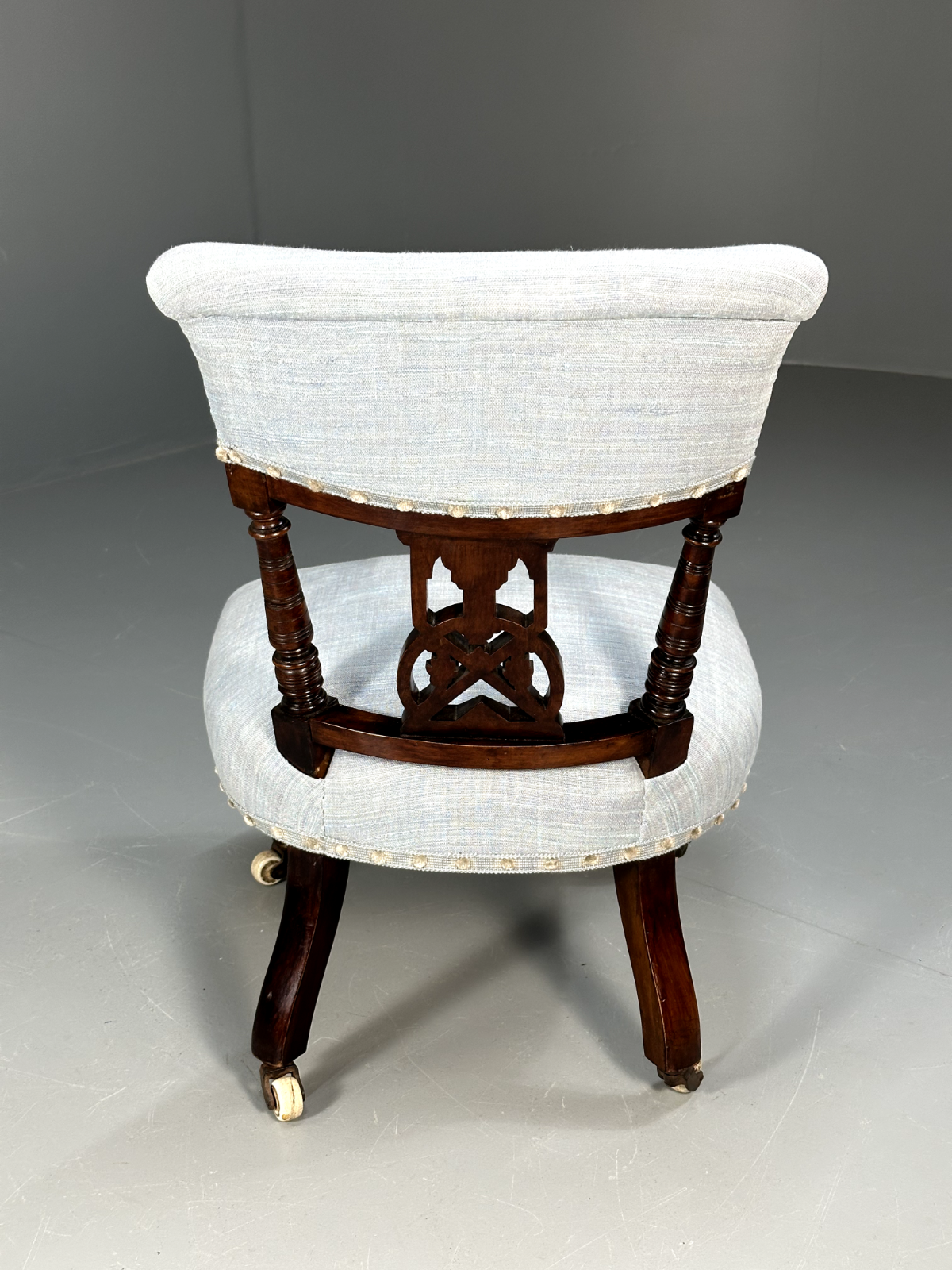 Vintage Lounge Chair Light Blue Mahogany Edwardian Nursing Chair EB9168 VCLO - UKDK FURNITURE