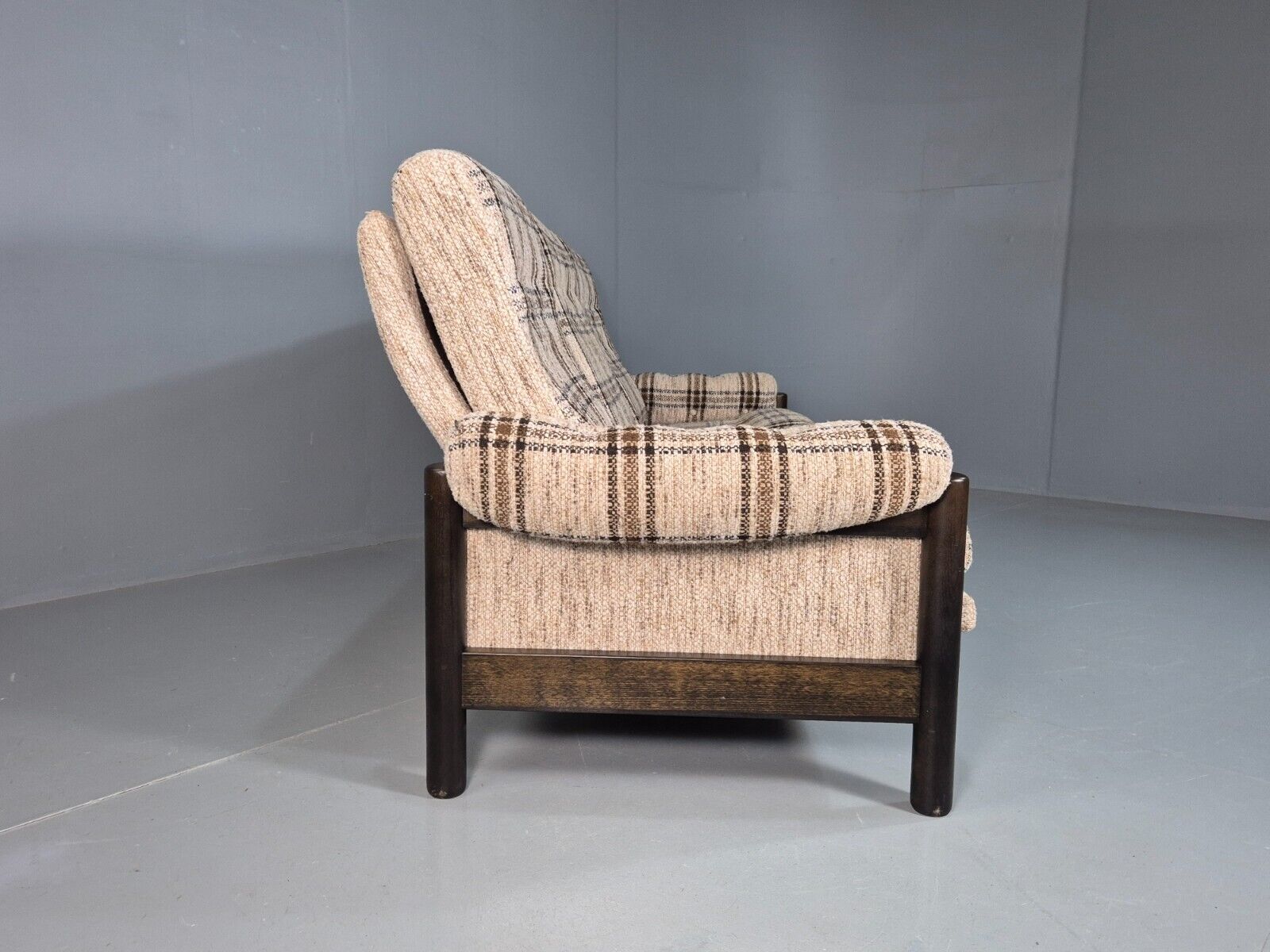 Vintage Danish 3 Seat Sofa Cream and Brown 1970s Retro MCM EB8320 M3SS - UKDK FURNITURE