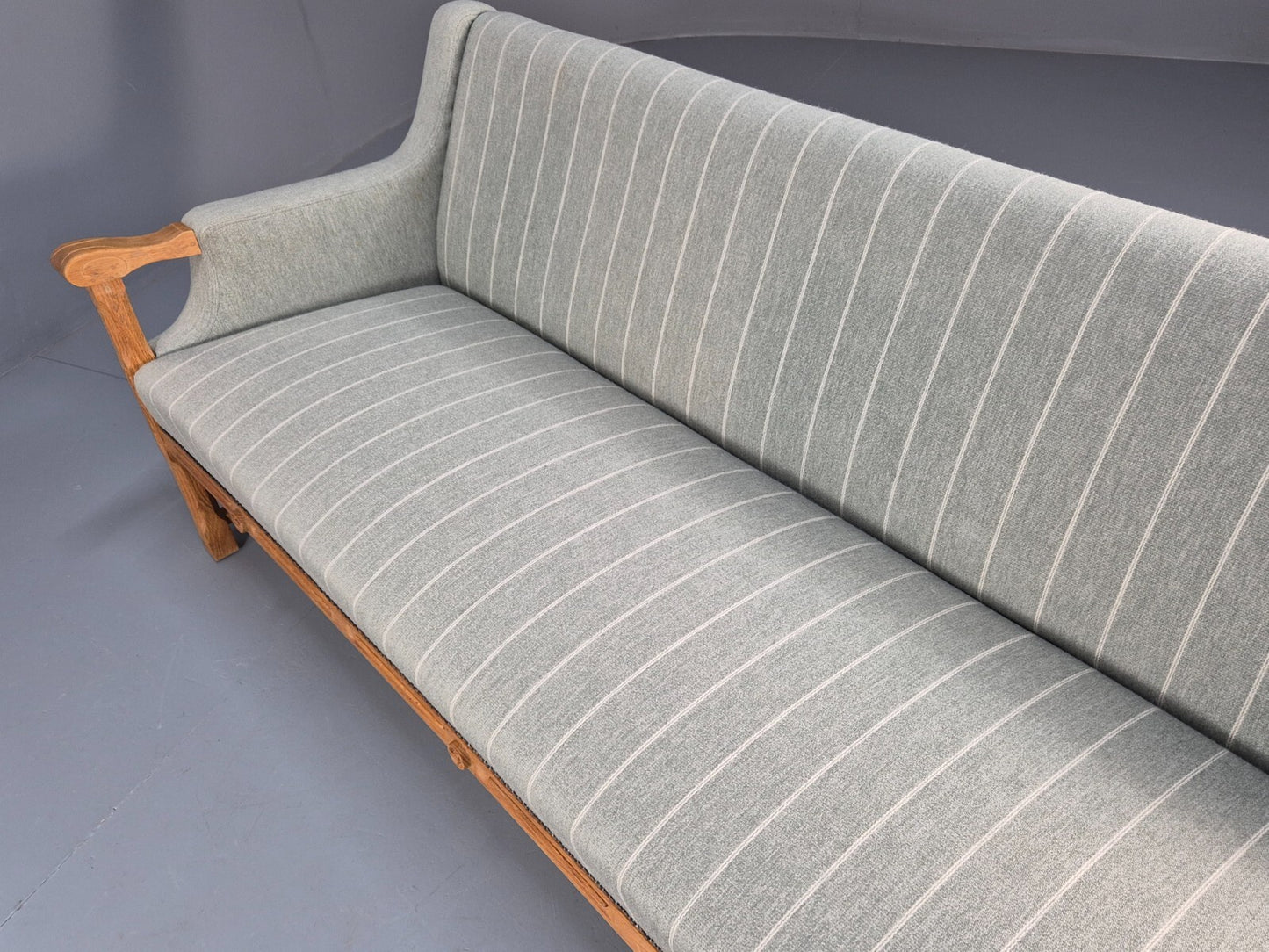 Vintage Danish Kjaernulf Style 3 Seat Sofa Oak Frame 1970s Retro EB9643 M3SS - UKDK FURNITURE
