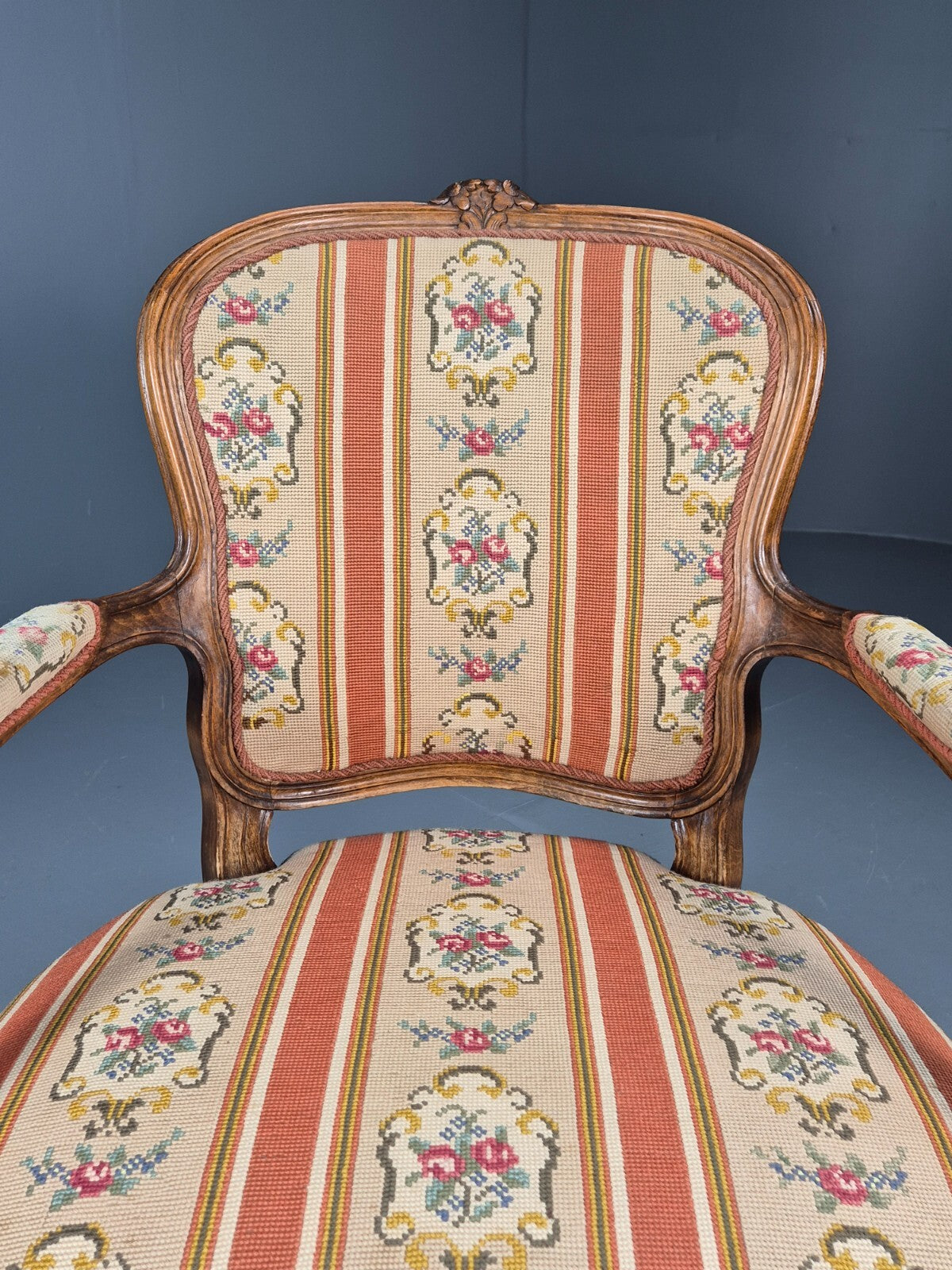 Vintage Danish Armchair in French Rococo Style Floral 1960s EB9618 VCAR - UKDK FURNITURE