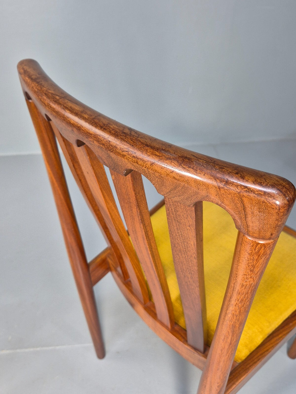 10 Vintage Meredew Teak Dining Chairs Gold Velour Upholstery 1970s EB9411 MDIN - UKDK FURNITURE