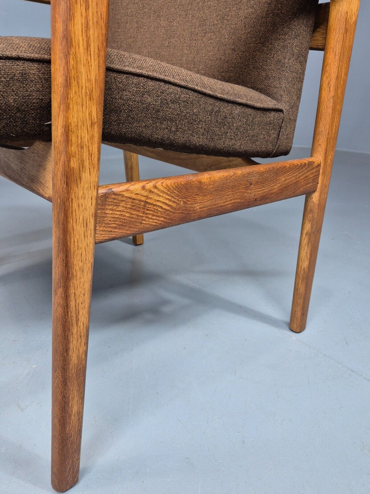 Vintage Danish Elbow Chair Green Wool Oak Hong Kirkegaard Retro MCM EB8271 MDIN - UKDK FURNITURE