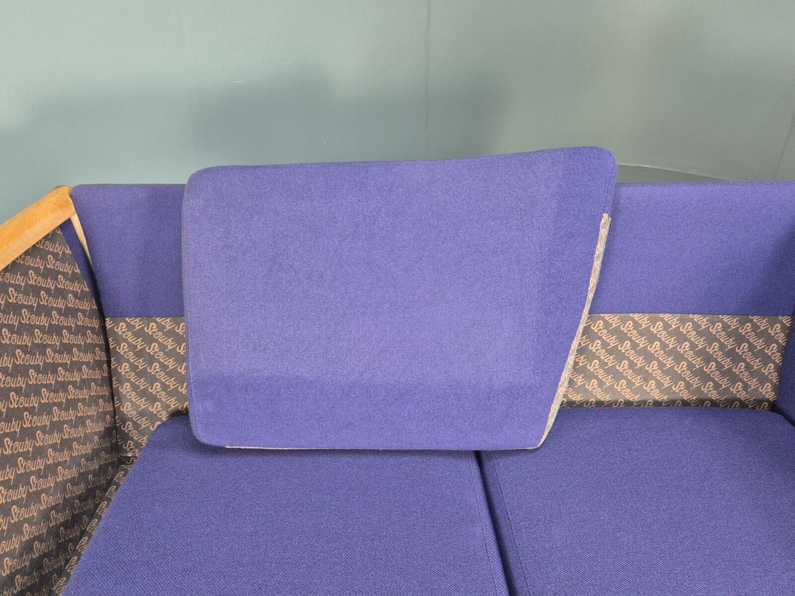 Vintage 2 Seat Sofa Purple Wool Beech End Stouby 1980s Retro MCM EB8575 M2SS - UKDK FURNITURE