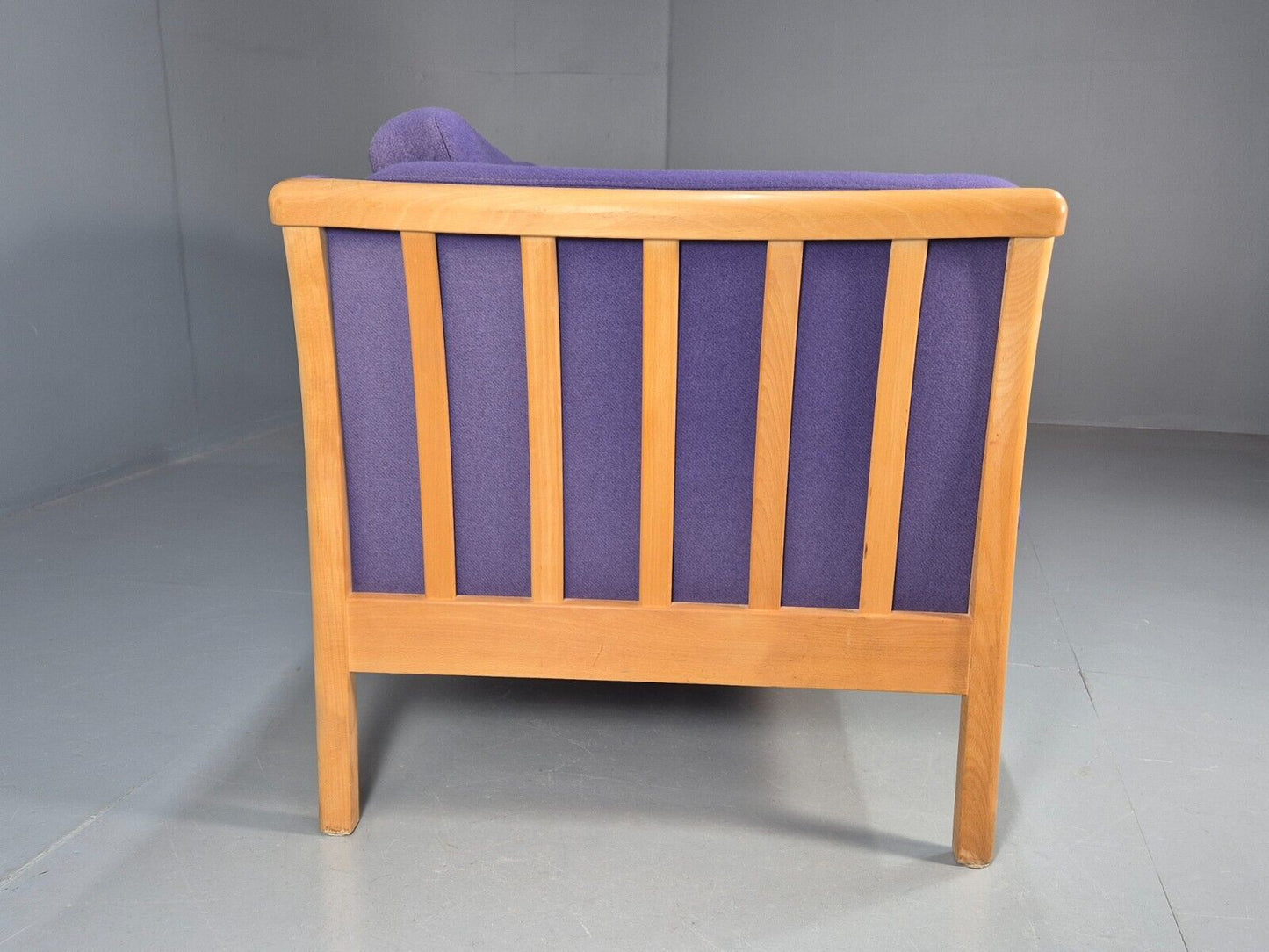 Vintage 2 Seat Sofa Purple Wool Beech End Stouby 1980s Retro MCM EB8575 M2SS - UKDK FURNITURE