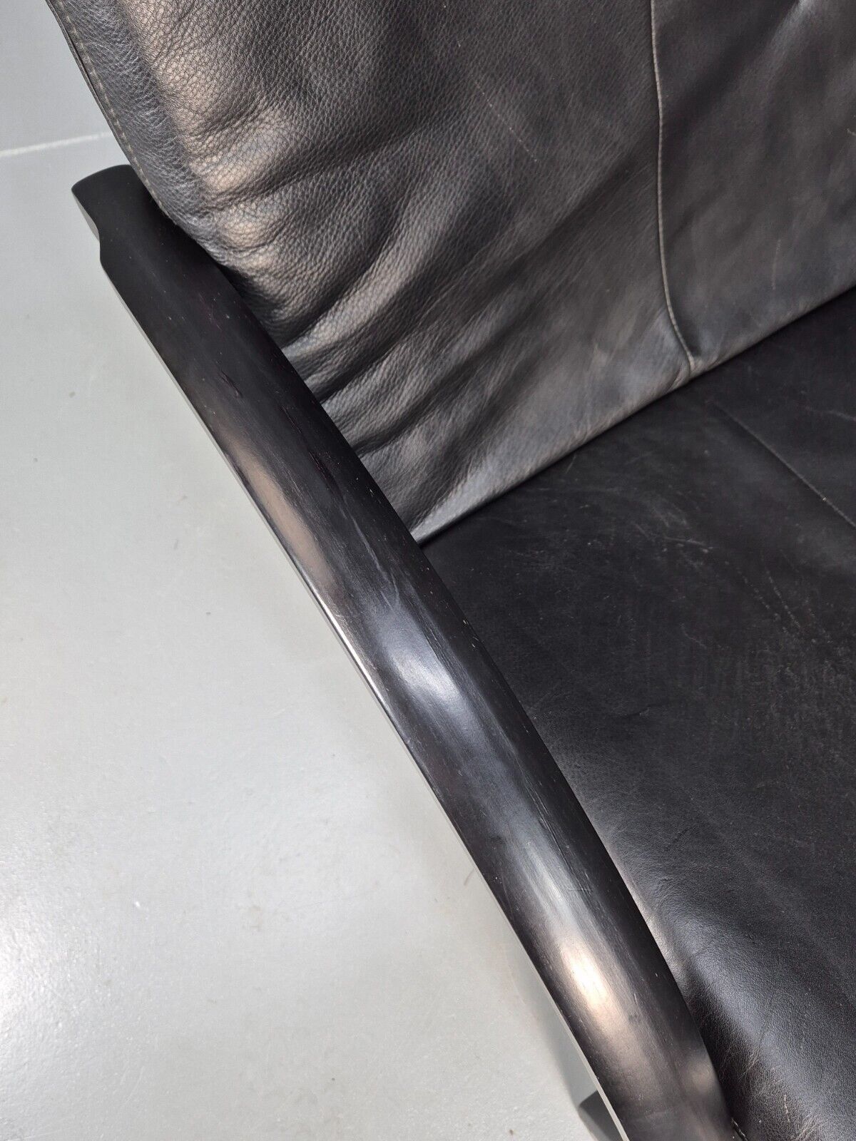 Vintage Danish Bentwood Armchair Black Leather Black Frame Reclining EB8770 MBEN - UKDK FURNITURE