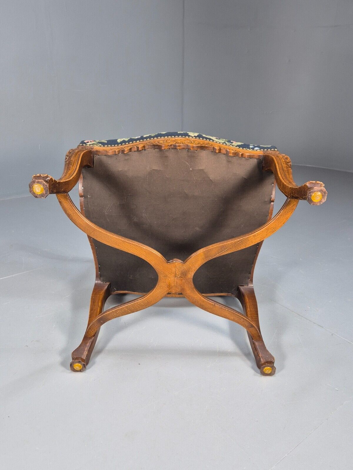 Vintage Danish Lounge Blue Floral Oak 17th Century Style EB8994 VCLO - UKDK FURNITURE