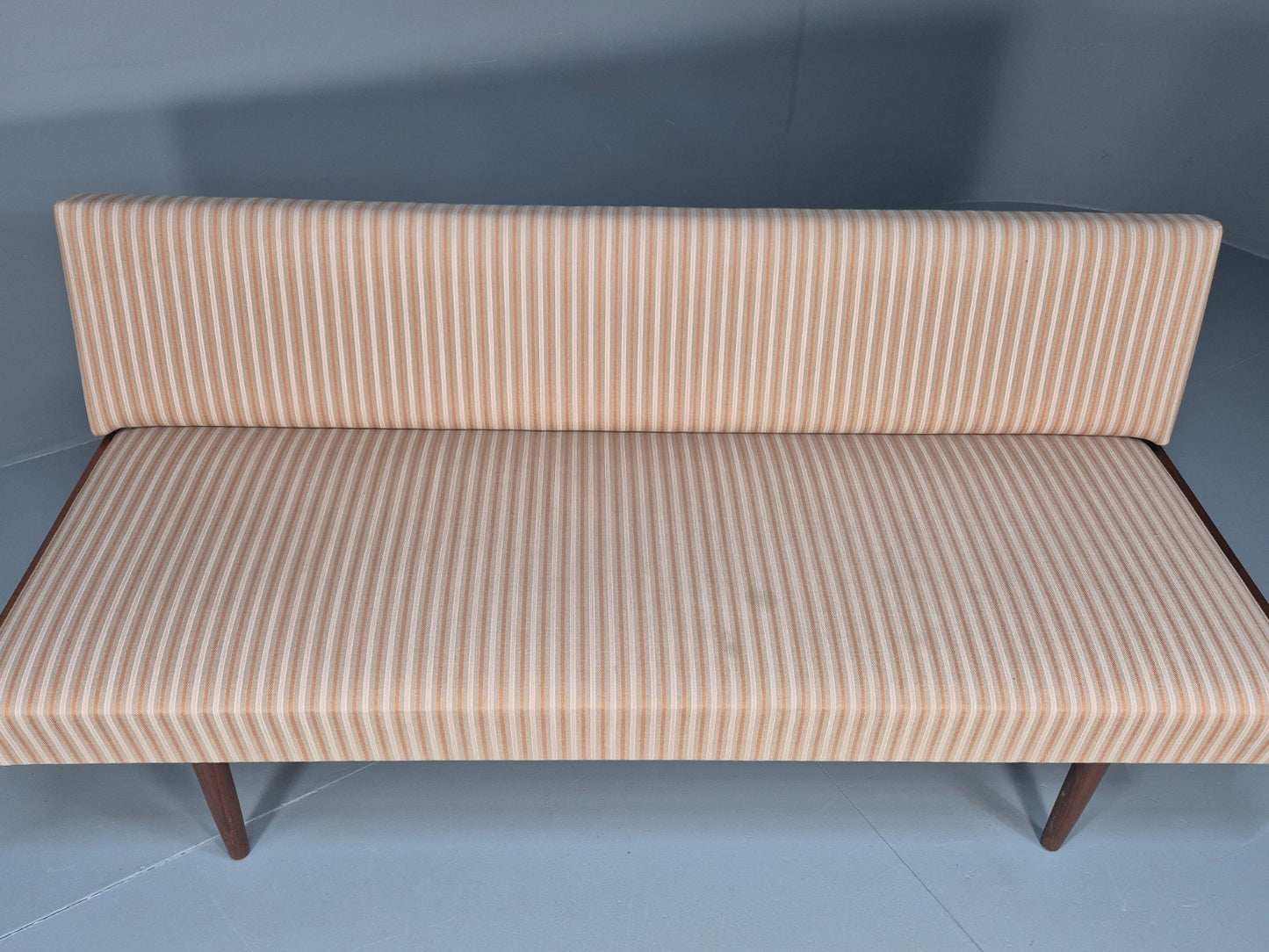 Danish Mid Century Day Bed Teak and Striped Cotton 1960s Retro EB10408 M4SS4