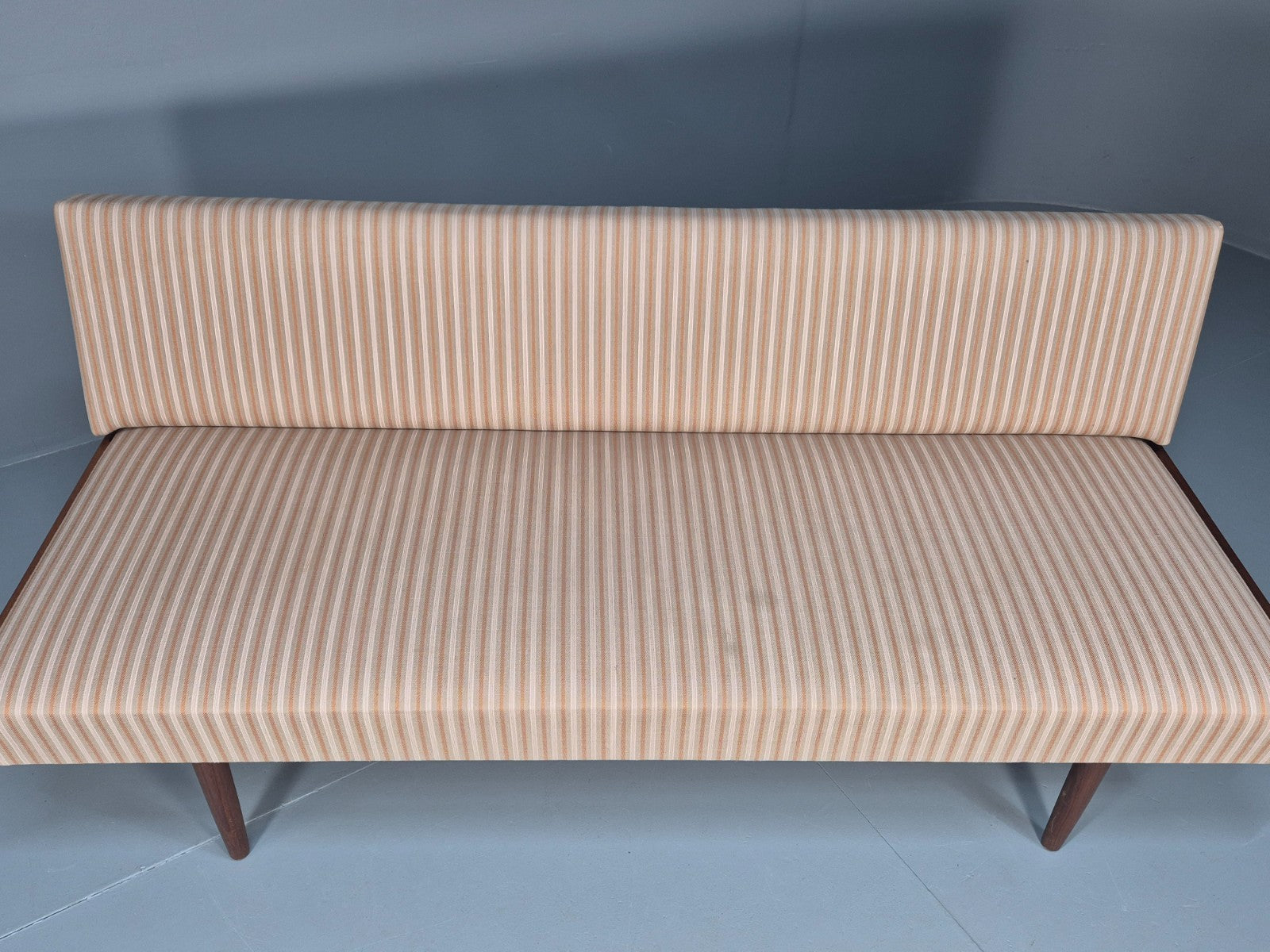 Danish Mid Century Day Bed Teak and Striped Cotton 1960s Retro EB10408 M4SS4