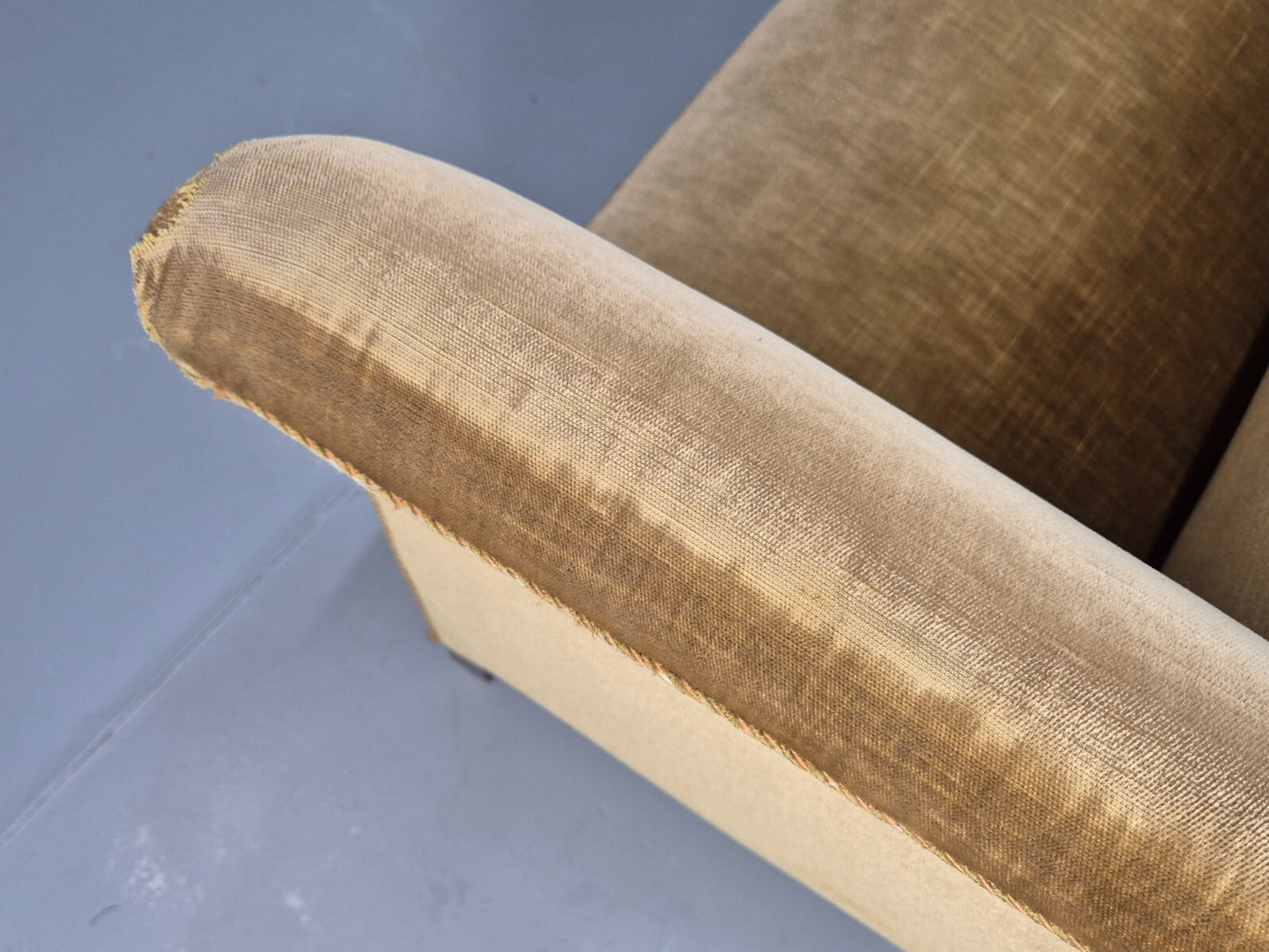 Vintage Gold Art Deco 2 Seat Sofa Danish 1930s High Sided Boxy Style EB9615 V2SS - UKDK FURNITURE