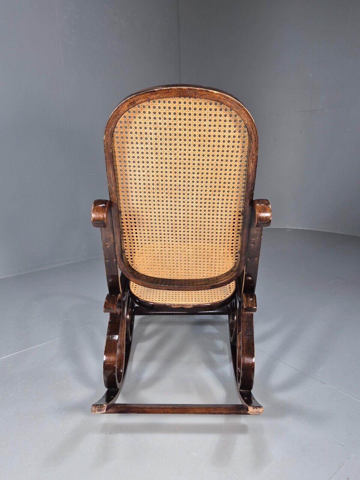Vintage Rocking Chair Rattan and Bentwood Thonet Style 1970s Retro EB8945 VBER - UKDK FURNITURE