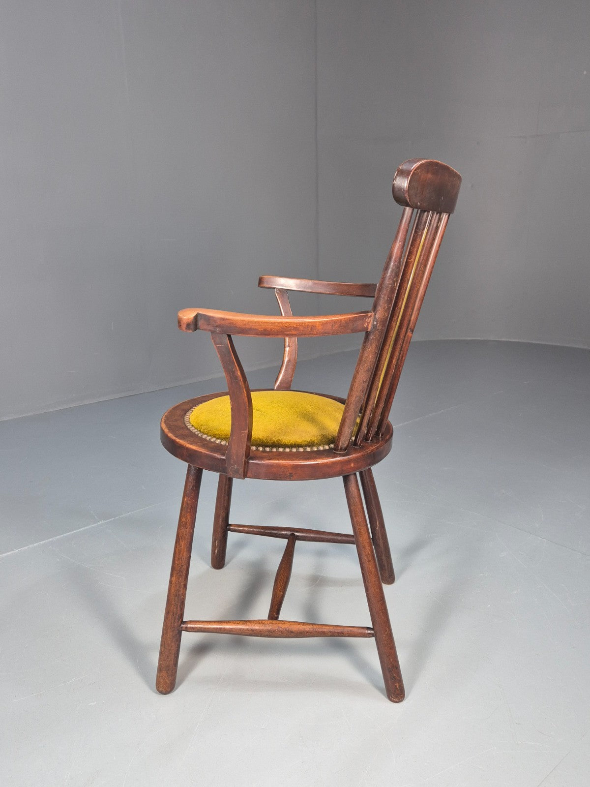 Antique Edwardian Penny Seated Elbow Chair Green Velour EB10612 VWOO8