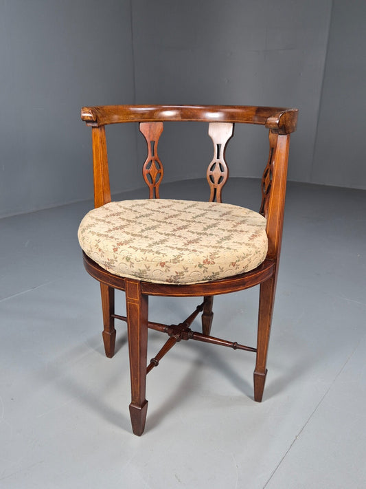 Antique Walnut Tub Chair Edwardian Sheraton Revival 1900s EB9476 VCLO - UKDK FURNITURE