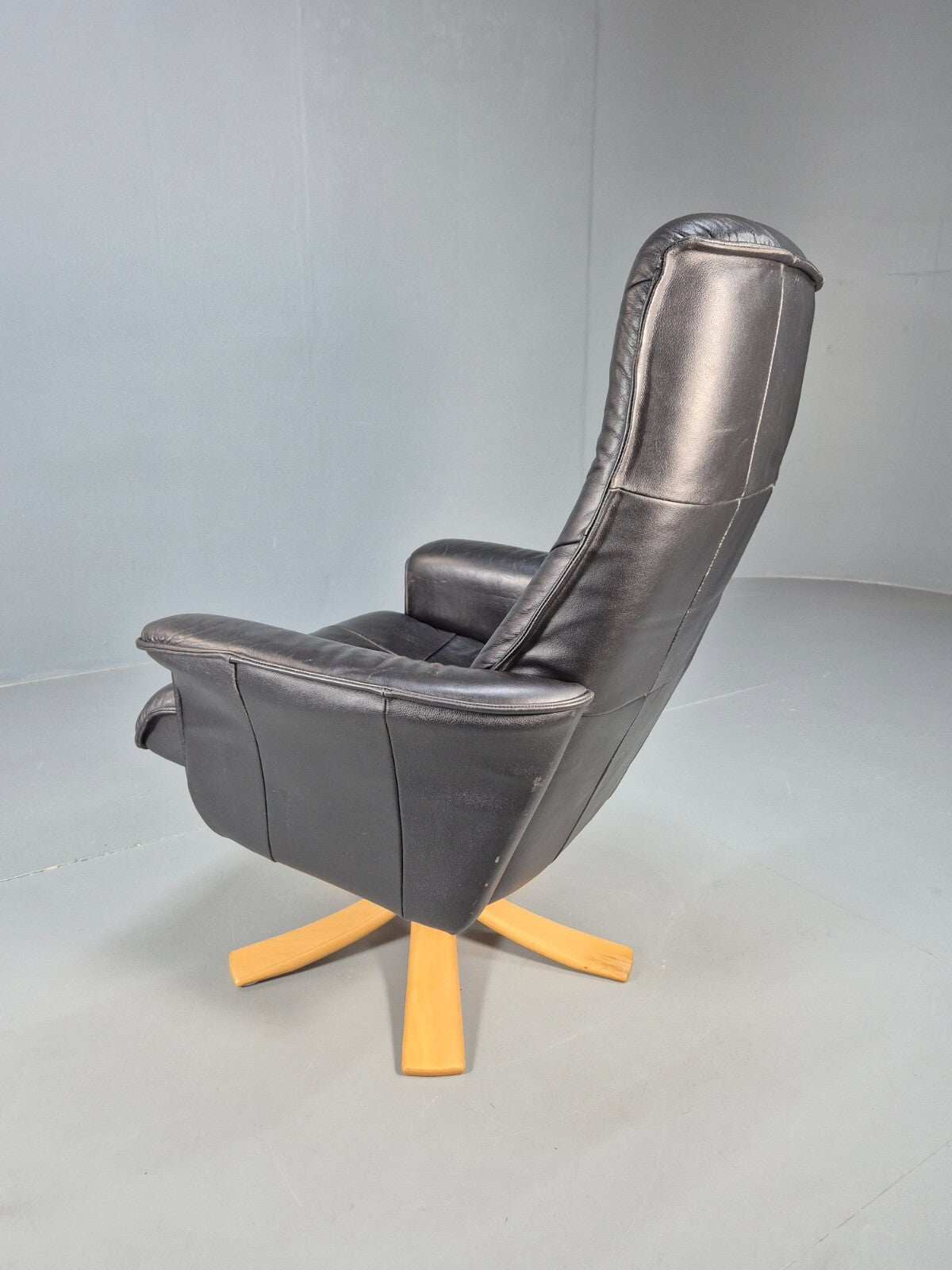 Vintage Danish Swivel and Recline Lounge Chair Bentwood Base 1980s EB9237 MSWI - UKDK FURNITURE