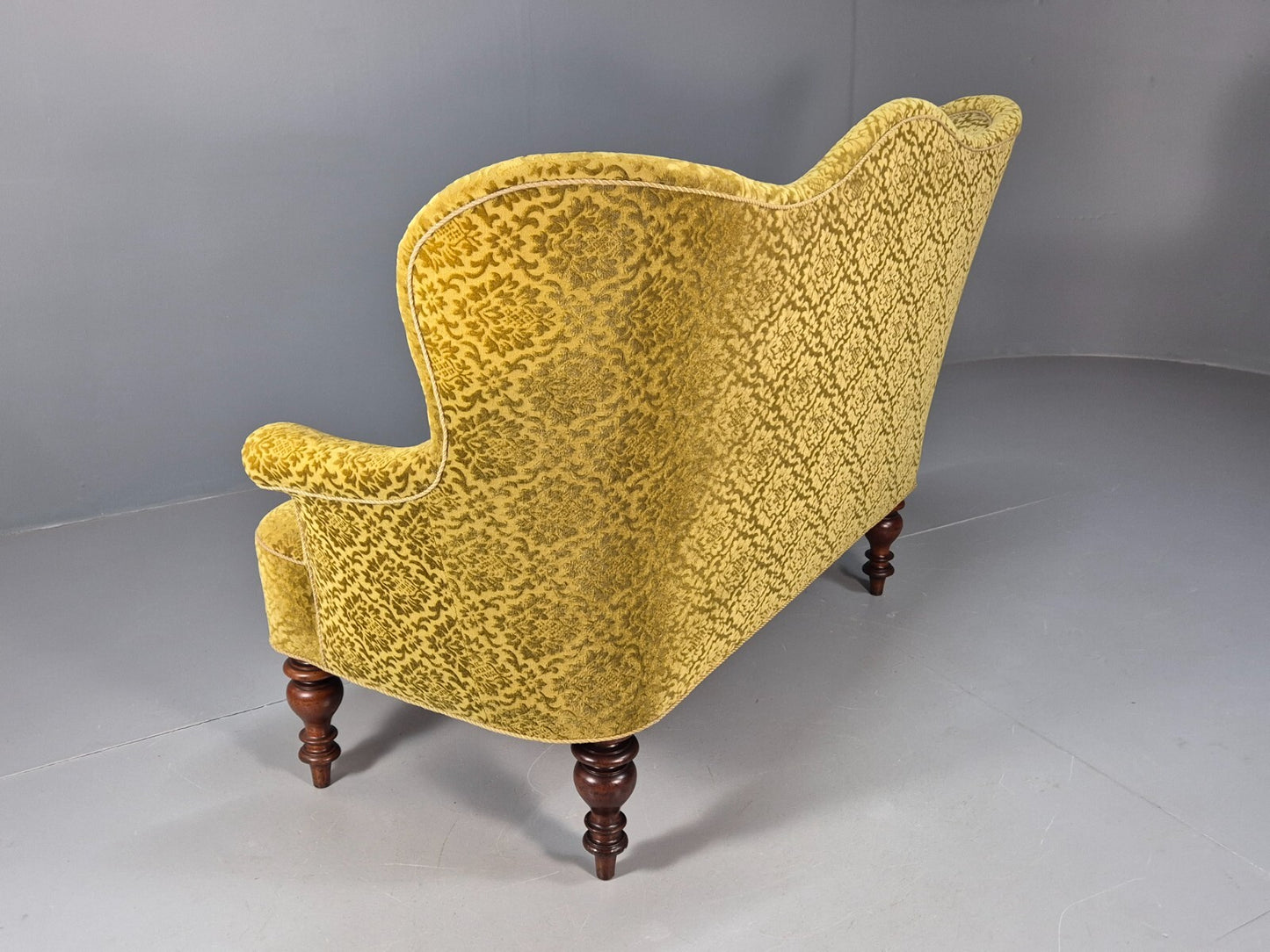 Antique 2 Seater Sofa Camel Back Gold Embossed Velour Danish Design EB9580 V2SS - UKDK FURNITURE