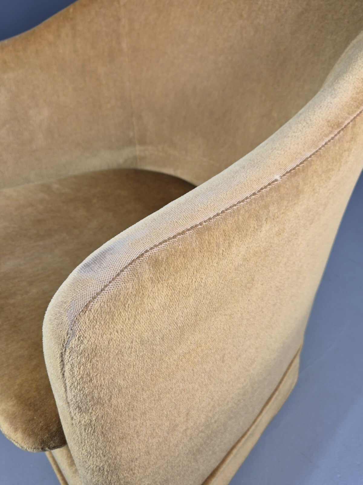 Vintage Danish Gold Velour Tub Chair Deco Stylings Skirted 1980s EB9007 VCLO - UKDK FURNITURE