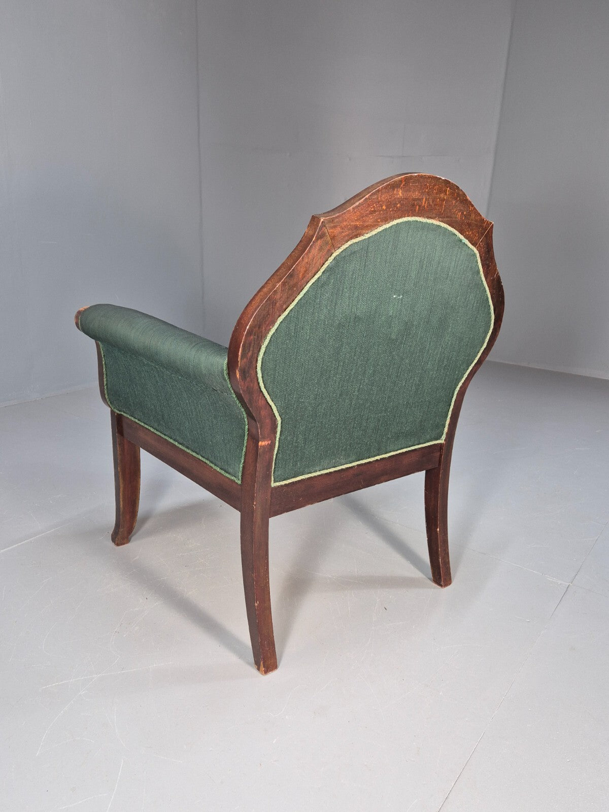 A Vintage Danish Antique Chair Green and Mahogany Shield Back 1920s EB8924 VCLO - UKDK FURNITURE