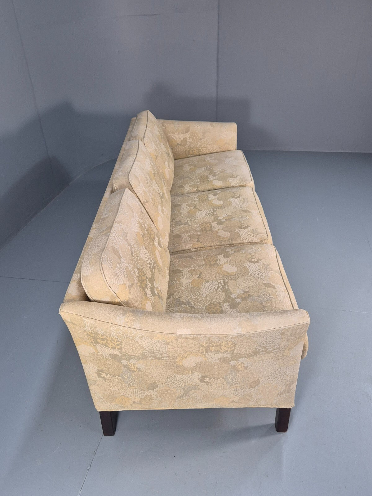 Vintage Danish 3 Seat Sofa Mid Century Shape Floral Cream Cotton 70s EB9579 M3SS - UKDK FURNITURE