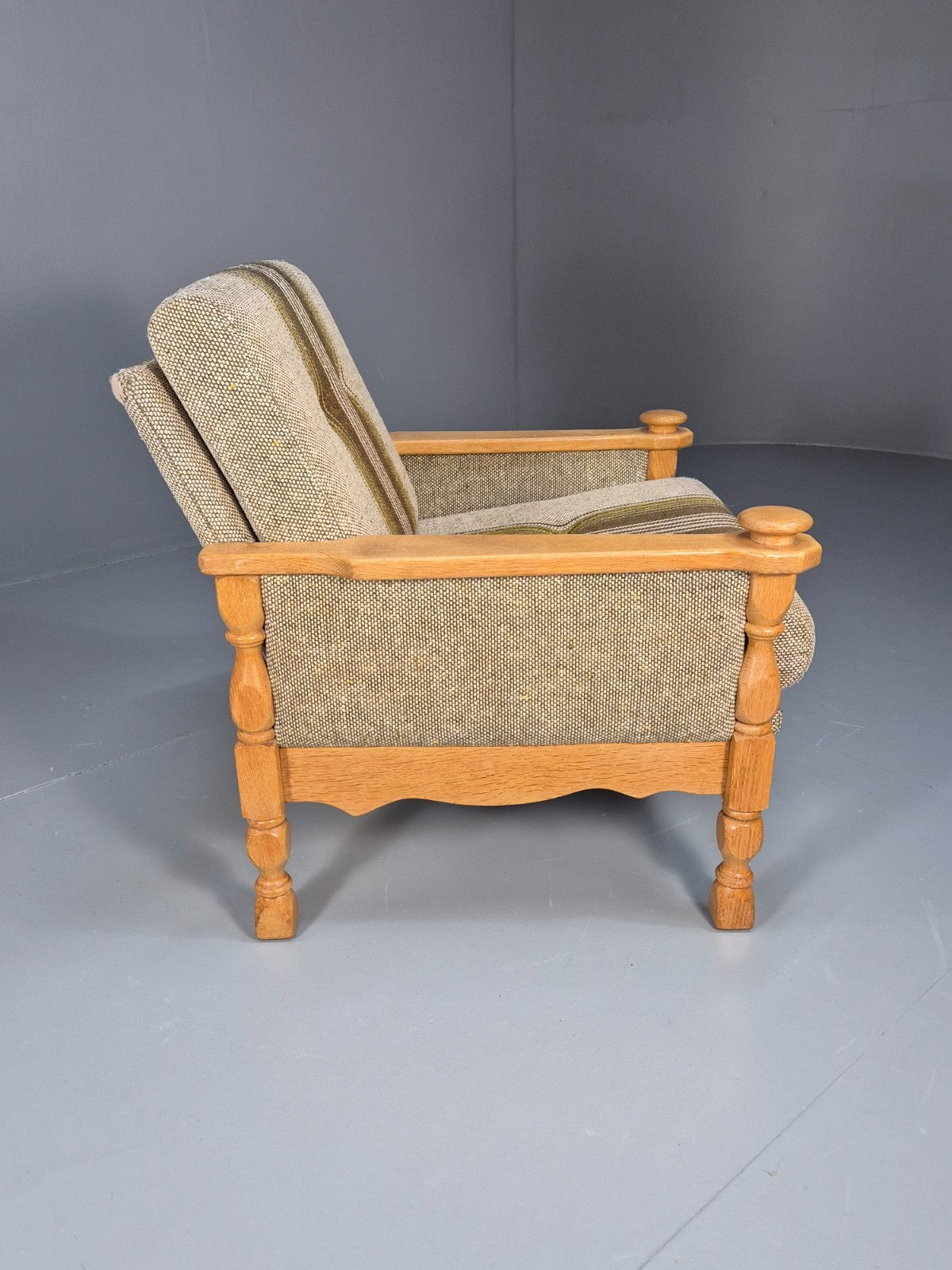 Vintage Danish Kjaernulf Style Oak and Wool Lounge Chair 1970s EB9714 MNOR - UKDK FURNITURE