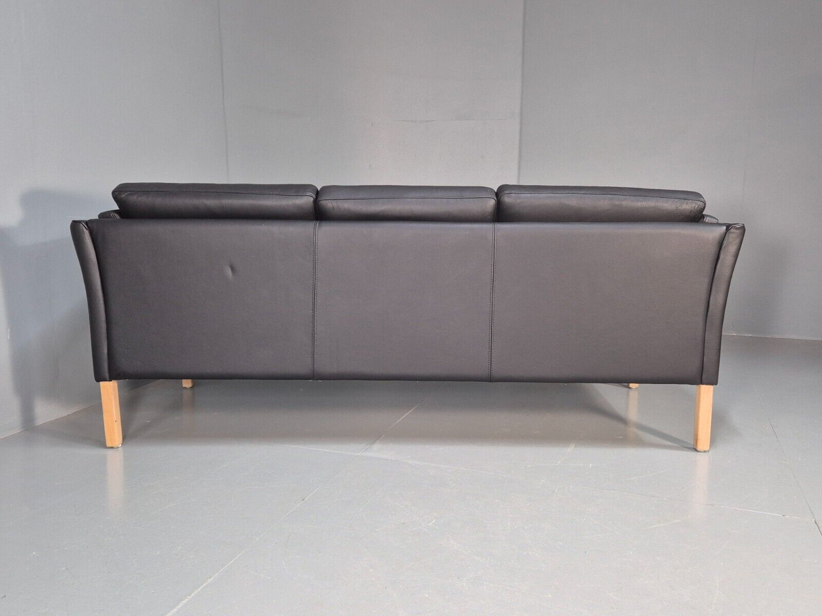 Vintage Danish 3 Seat Sofa Black Leather MId Century Retro 1980s EB8625 M3SS - UKDK FURNITURE