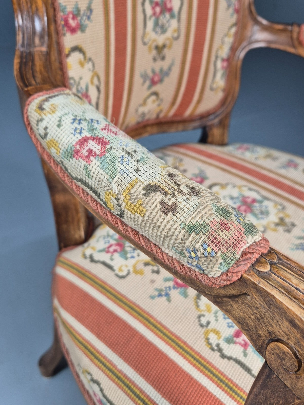 Vintage Danish Armchair in French Rococo Style Floral 1960s EB9618 VCAR - UKDK FURNITURE