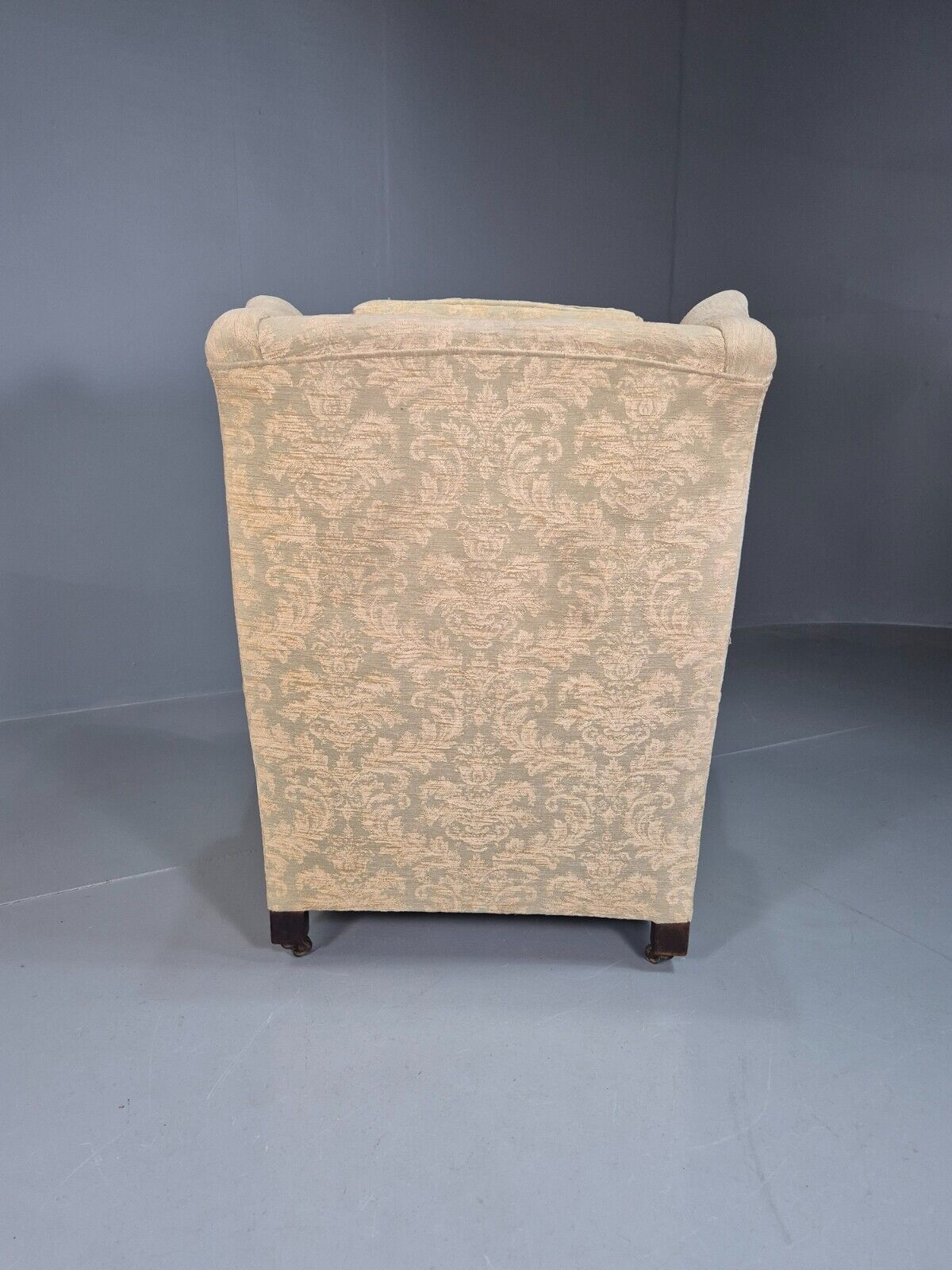 Vintage Wing Back Lounge Chair Floral Damask Edwardian Antique EB7787 MNOR - UKDK FURNITURE