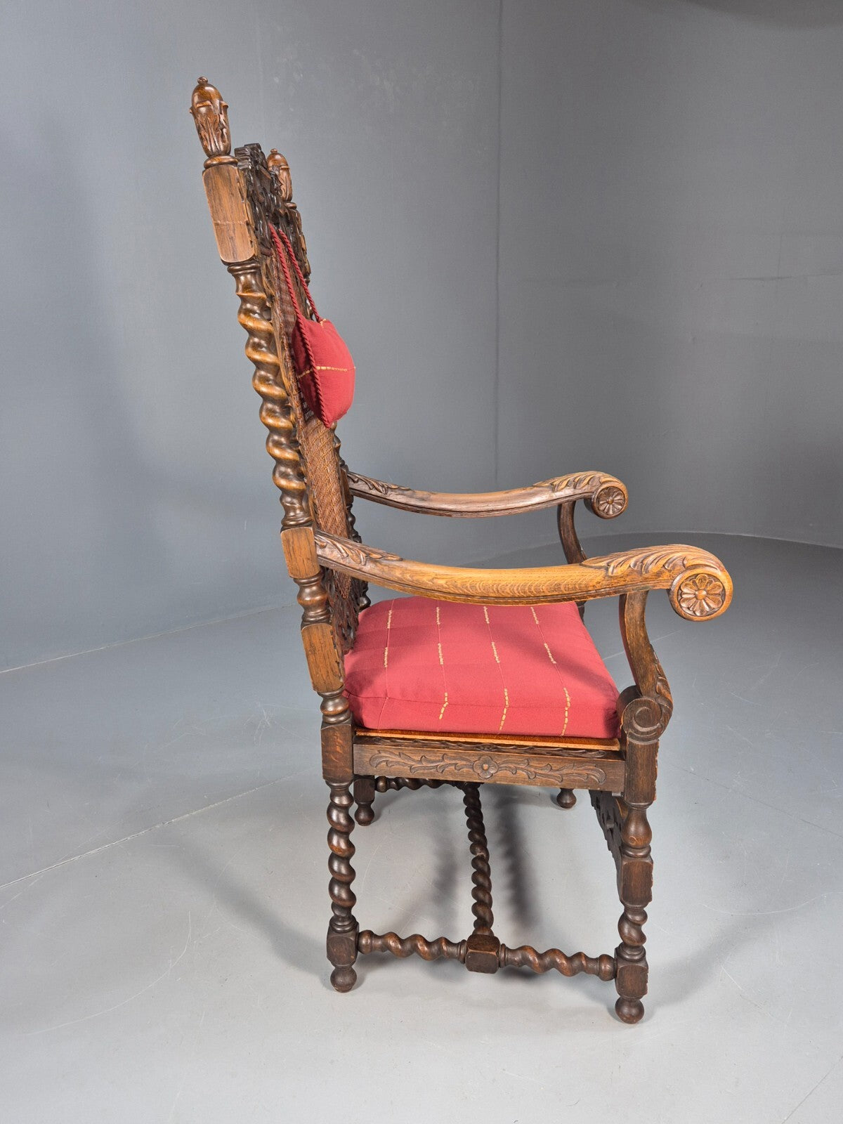 Vintage Danish Baroque Style Elbow Chair Barley Twist Bergere 20th C EB9035 VCAR - UKDK FURNITURE