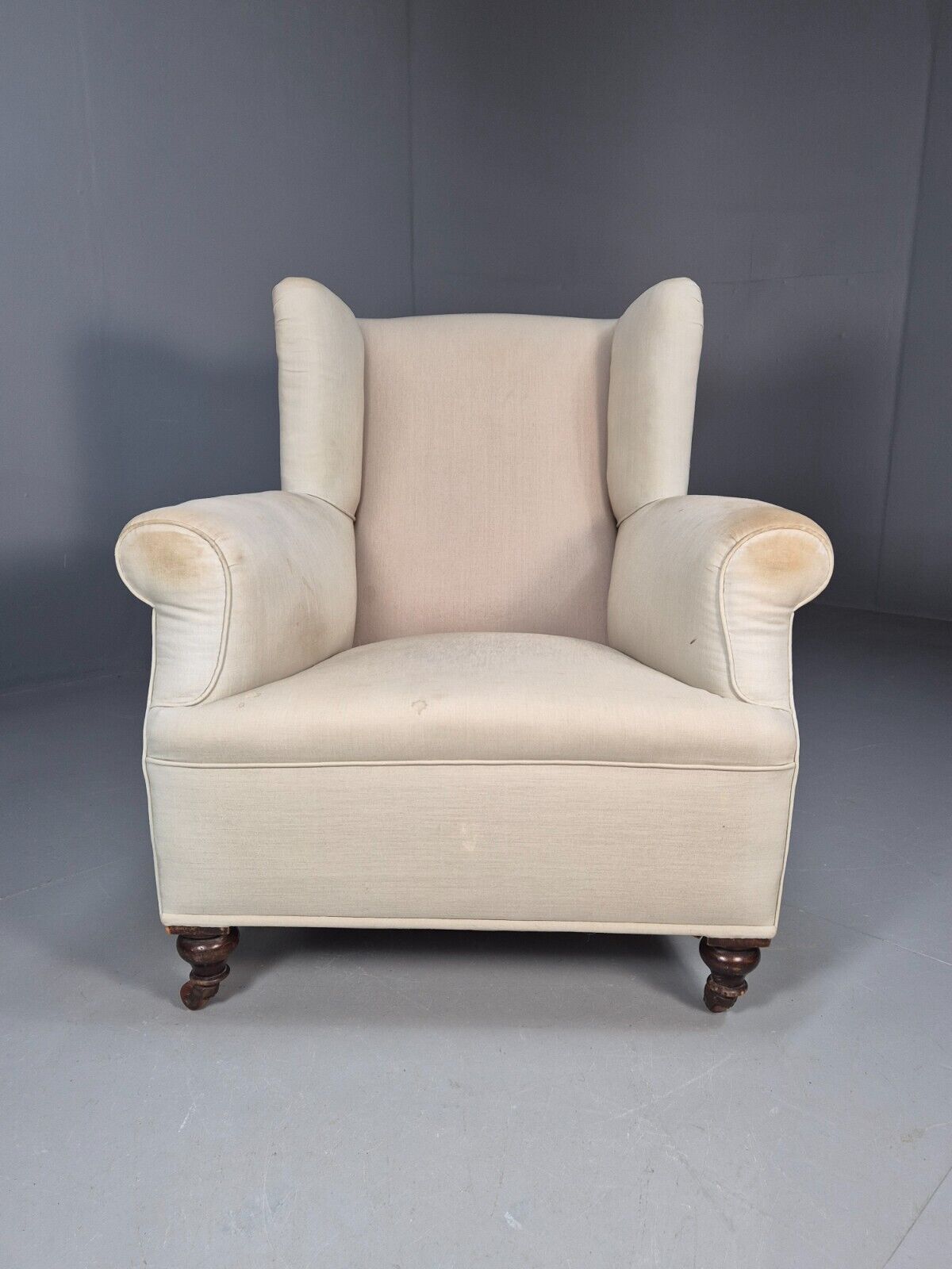 Vintage Wingback Lounge Chair Calico Antique Upholstery Project EB8735 VCLO - UKDK FURNITURE