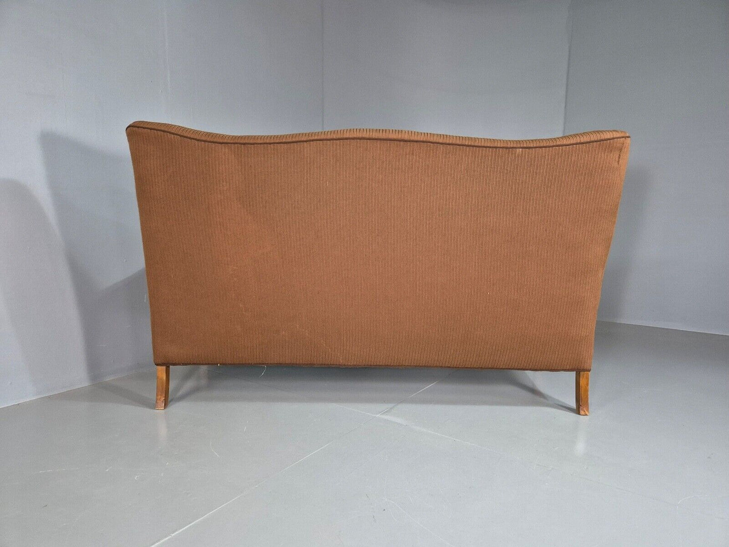 Vintage Danish 3 Seat Sofa Brown Wool High Back 1950s Retro MCM EB7504 M3SS - UKDK FURNITURE