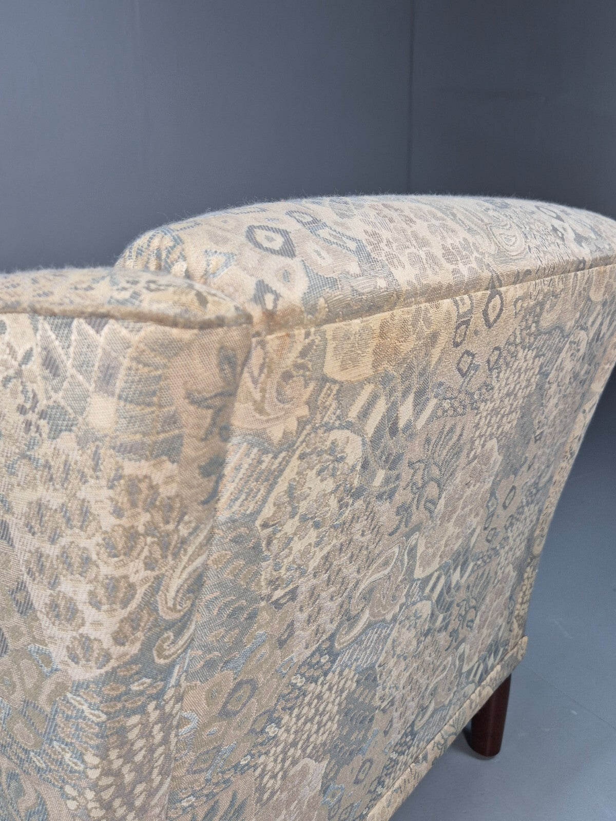 Vintage Danish Lounge Chair Abstract Floral 1980s Material Retro EB09600 MNOR - UKDK FURNITURE