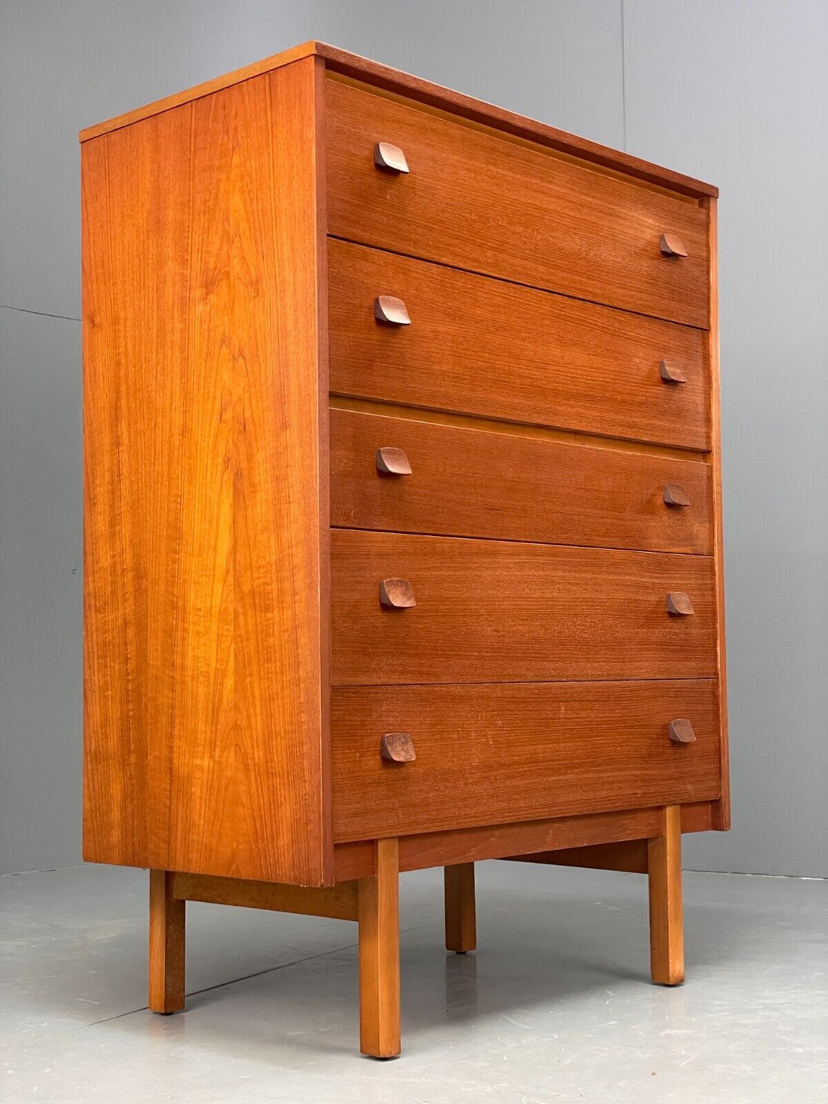 Vintage Teak Chest Of Drawers By Symbol Retro Handles EB9120 MWOO - UKDK FURNITURE