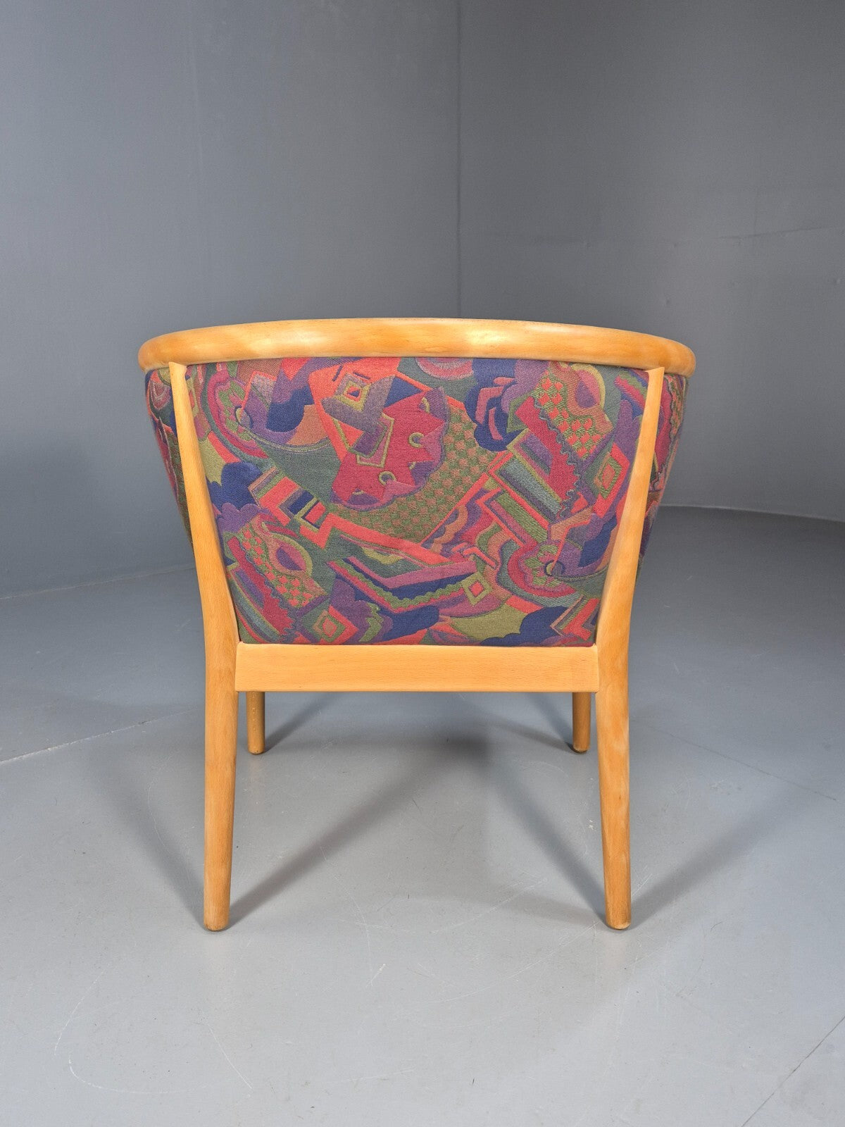 Vintage Danish Tub Chair 1980s Upholstery Beech Frame Retro MCM EB9289 MNOR - UKDK FURNITURE